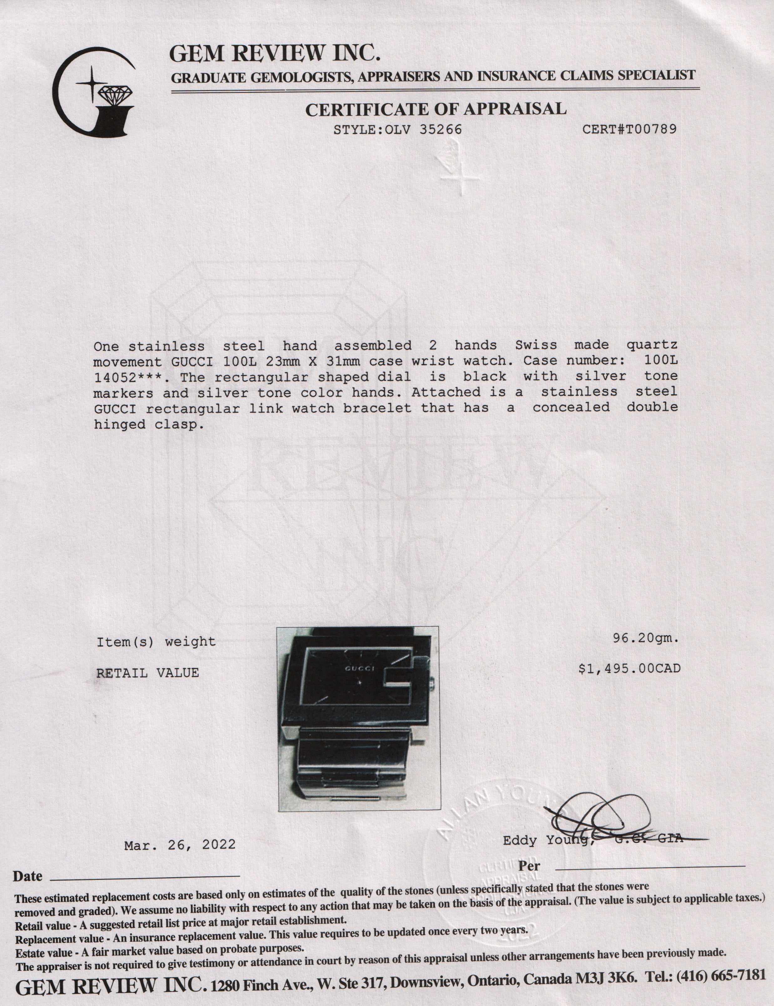 Gucci 100 Series Watch