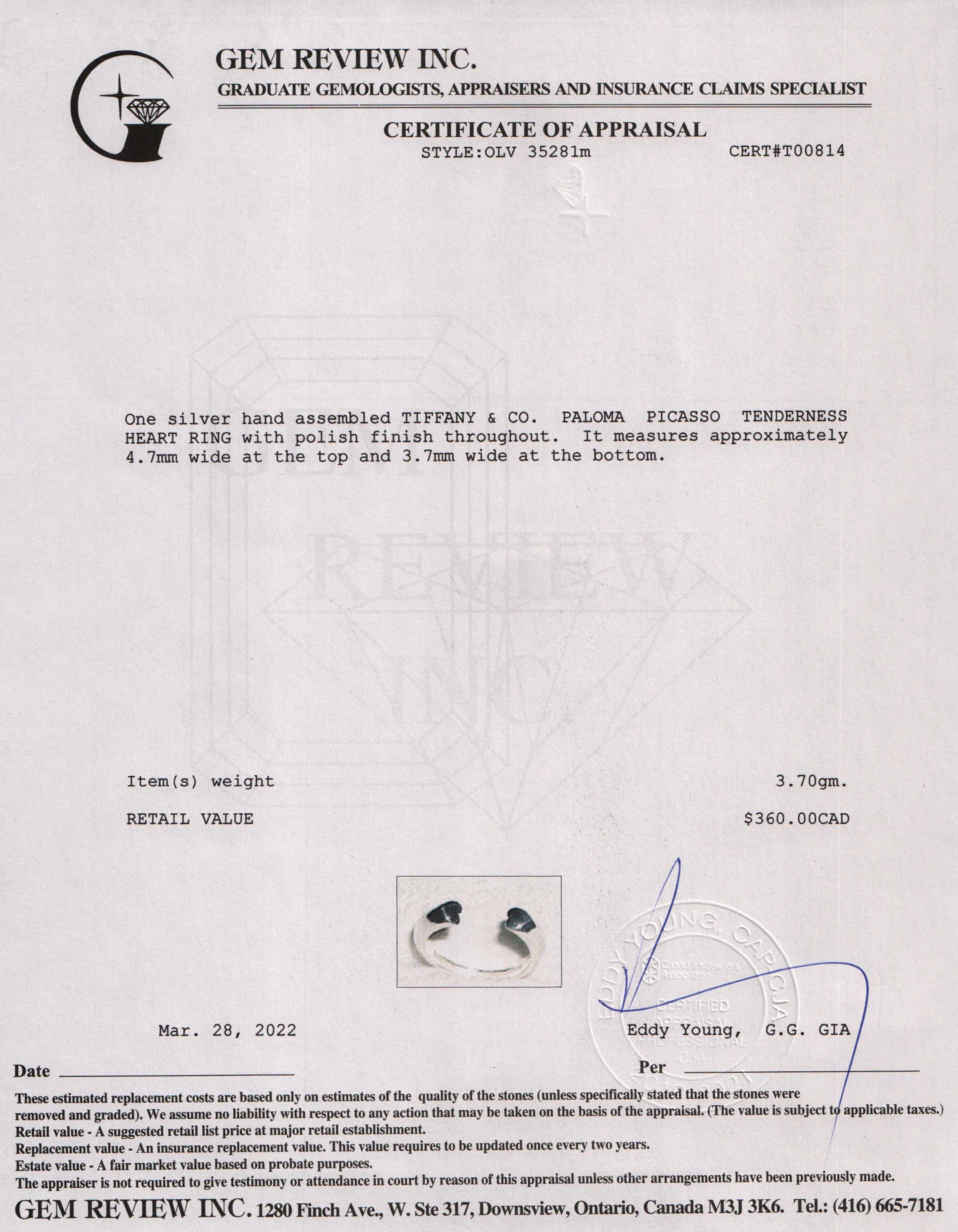 Tiffany & Co. Paloma Picasso Tenderness Heart Ring