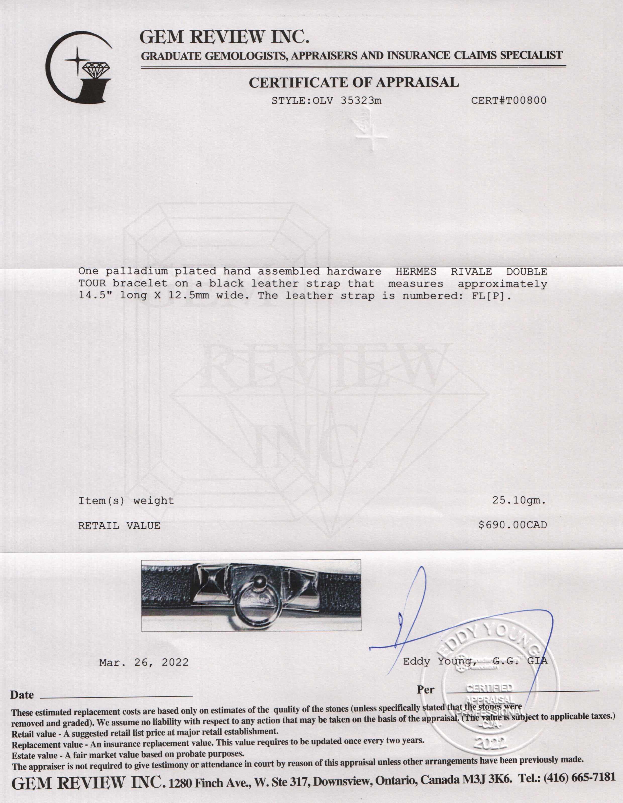 Hermes Rivale Double Tour Bracelet w/ Box