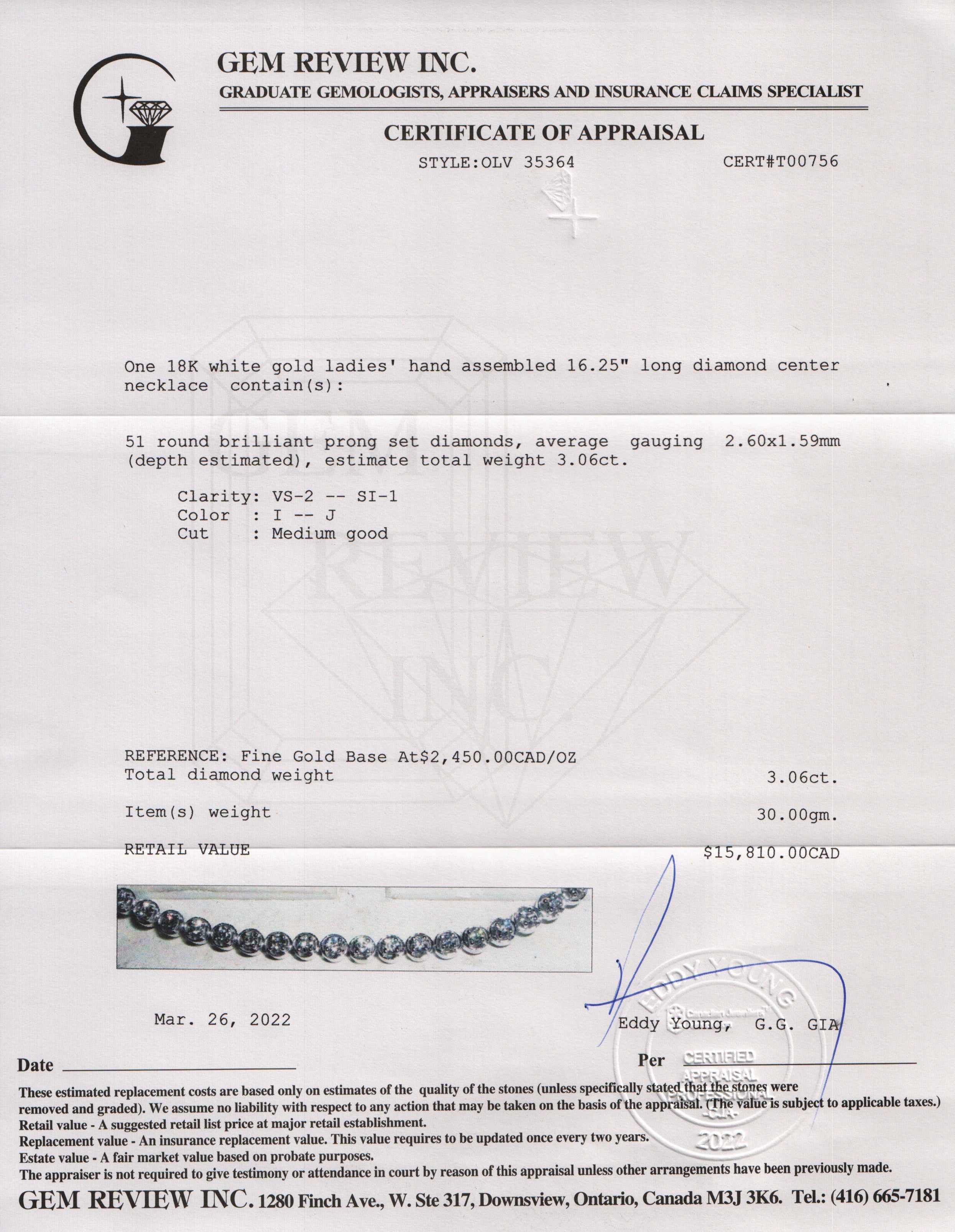 18k White Gold Diamond Tennis Necklace