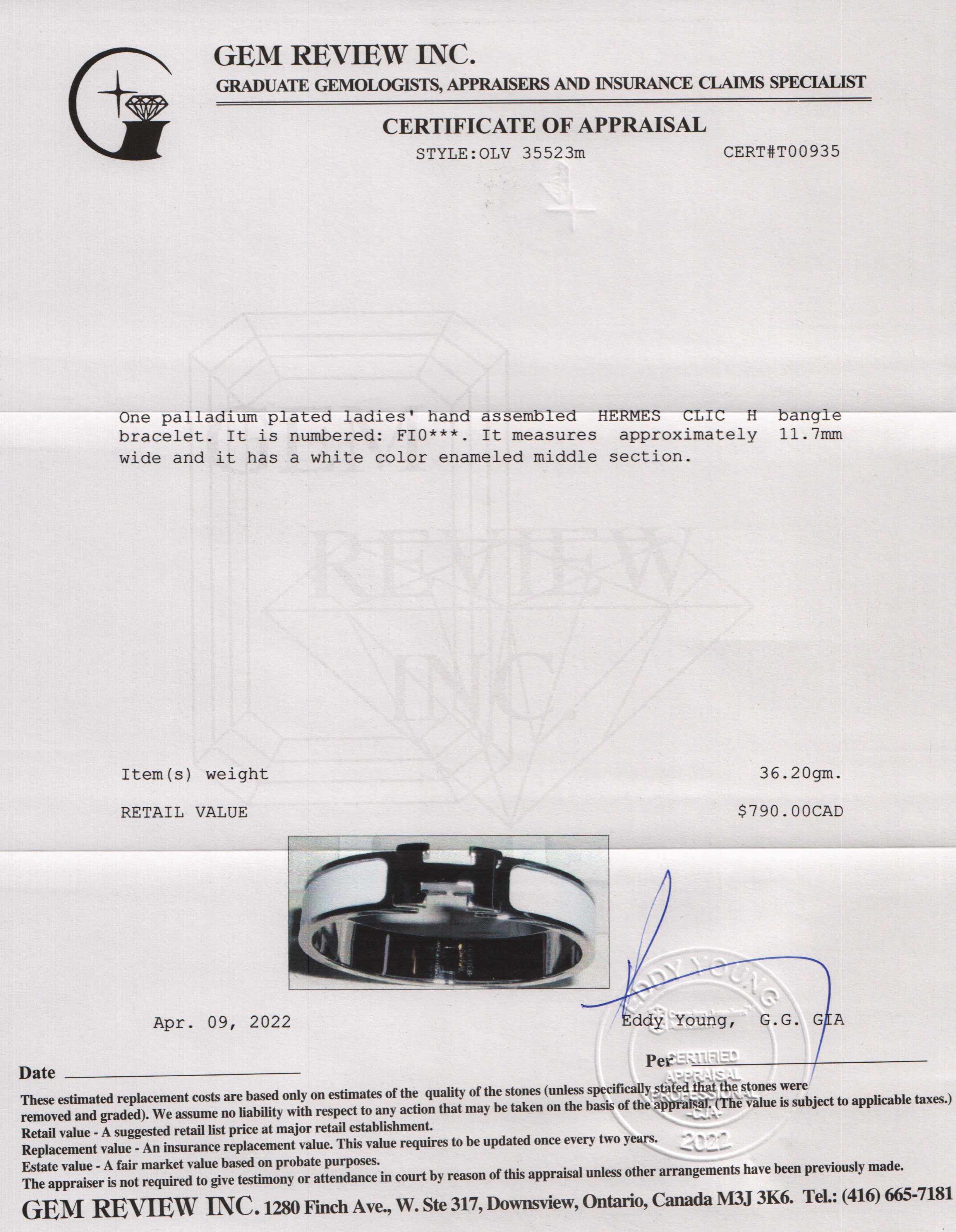 Hermes Clic H Bracelet w/ Box & Receipt