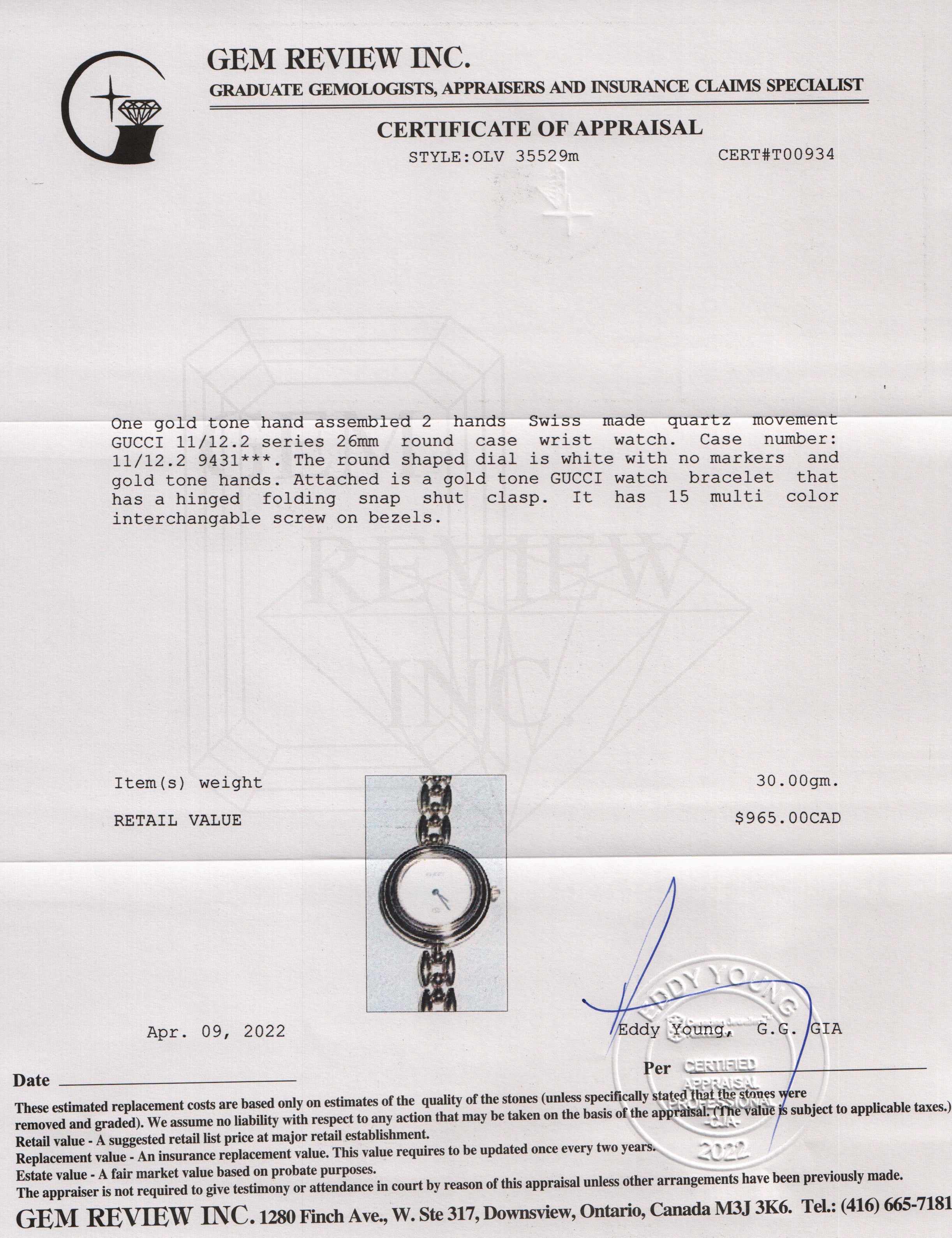 Gucci Vintage 1100 Series Watch w/ 15 Multi-Colour Bezels