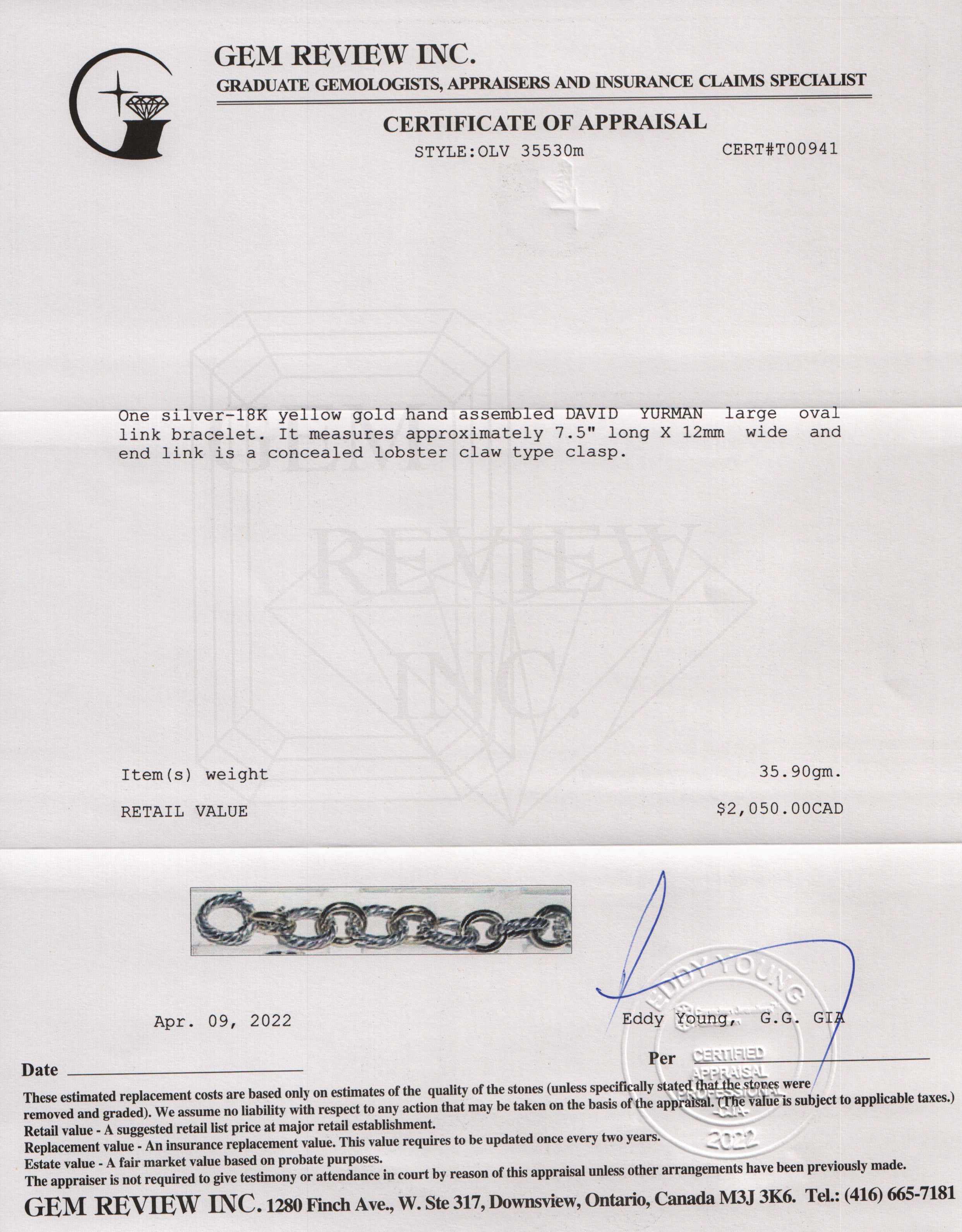 David Yurman Two-Tone Large Oval Link Bracelet