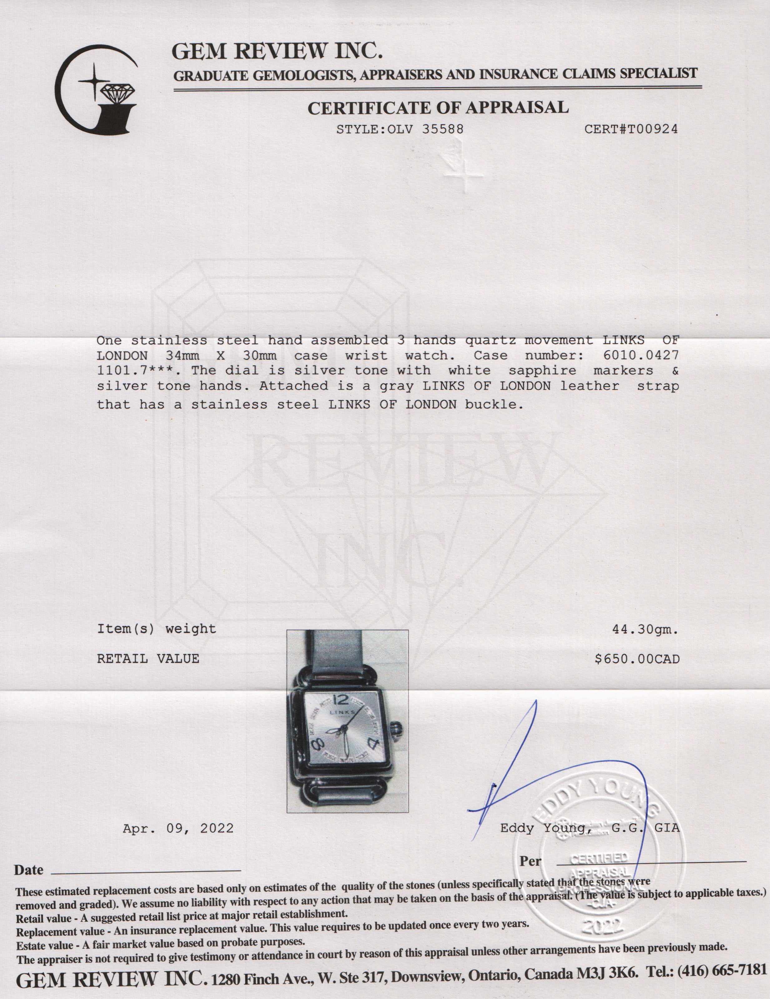 Links of London White Sapphire Driver Watch