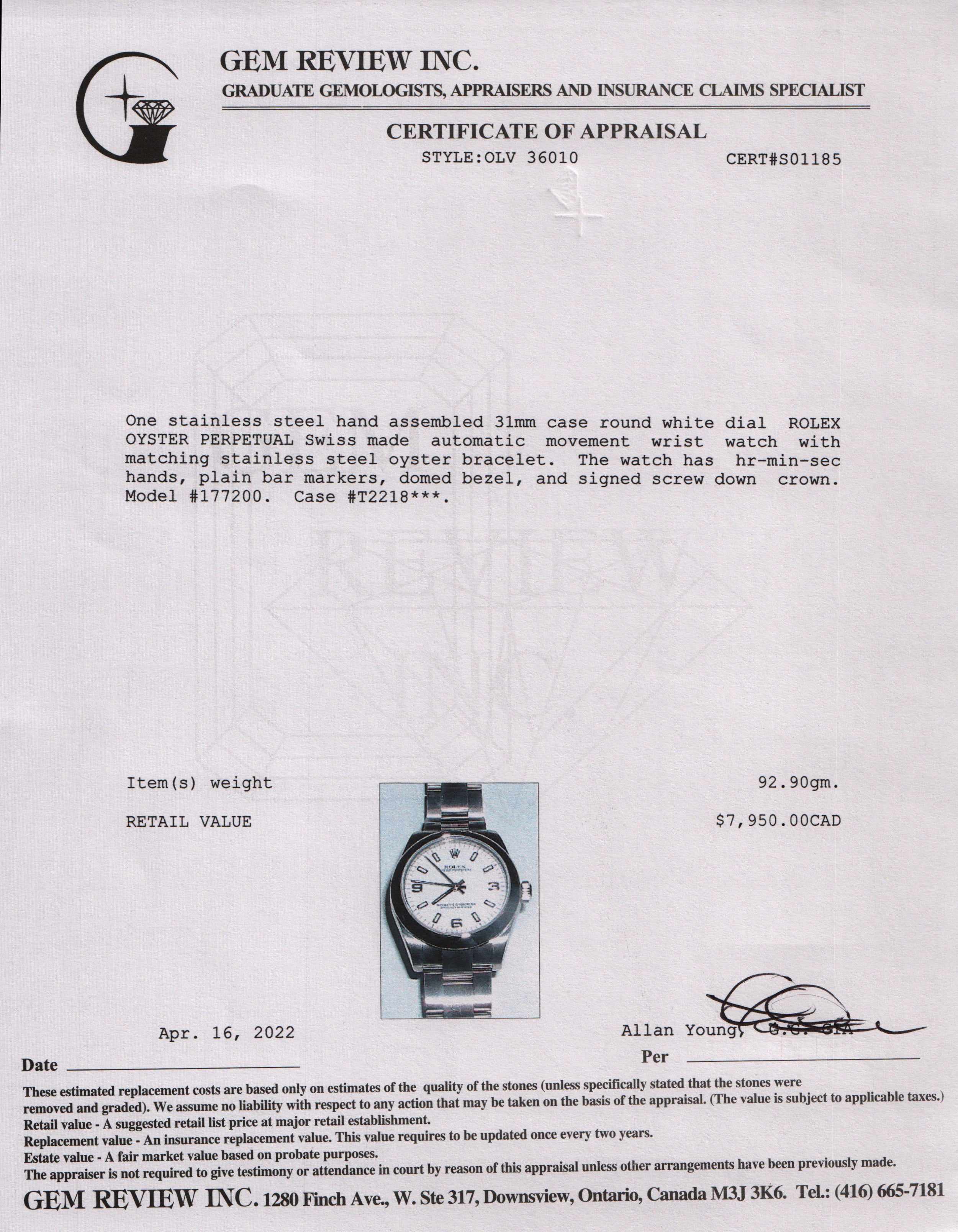 Rolex Oyster Perpetual 31 mm Watch w/ Box & Papers