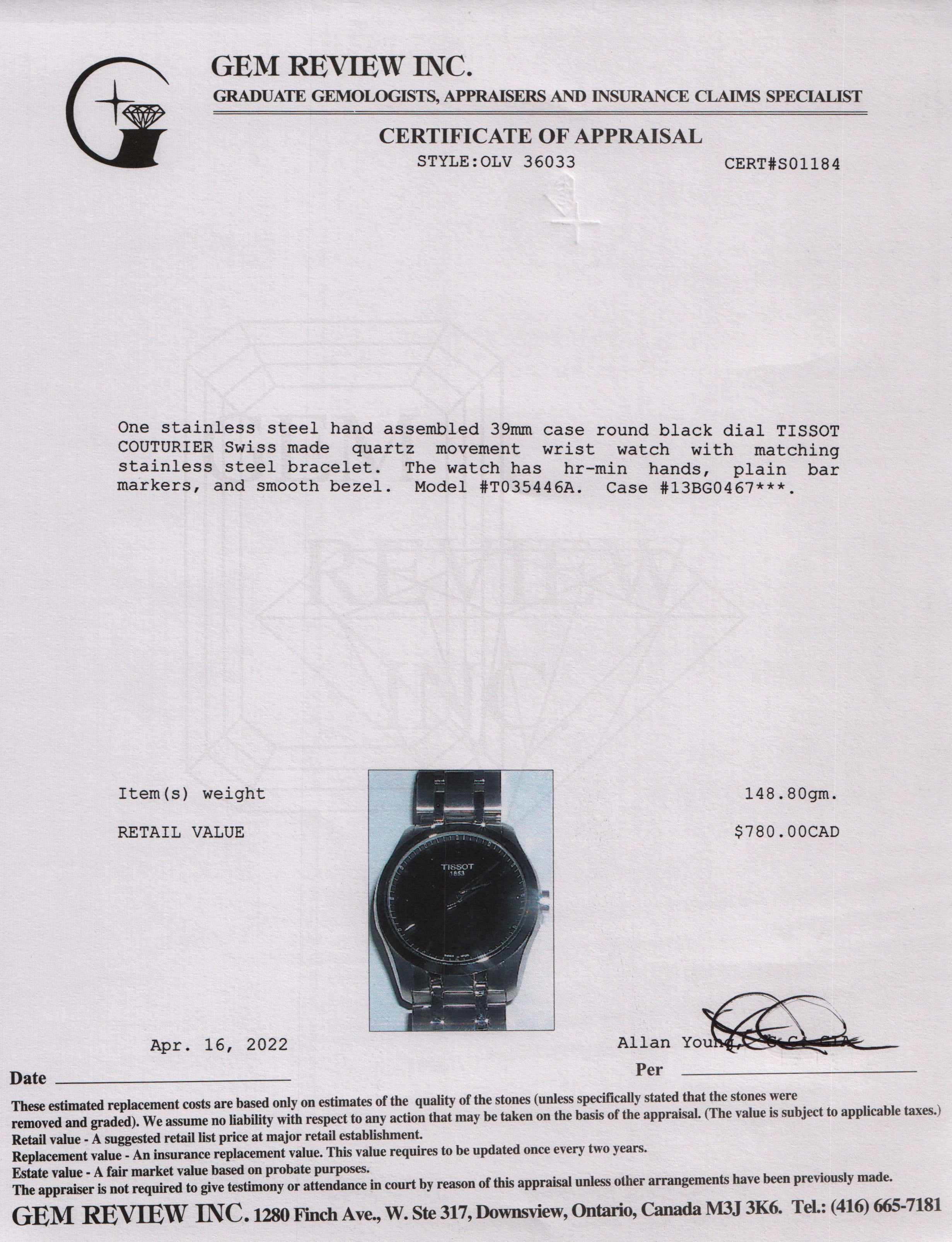 Tissot Couturier Watch