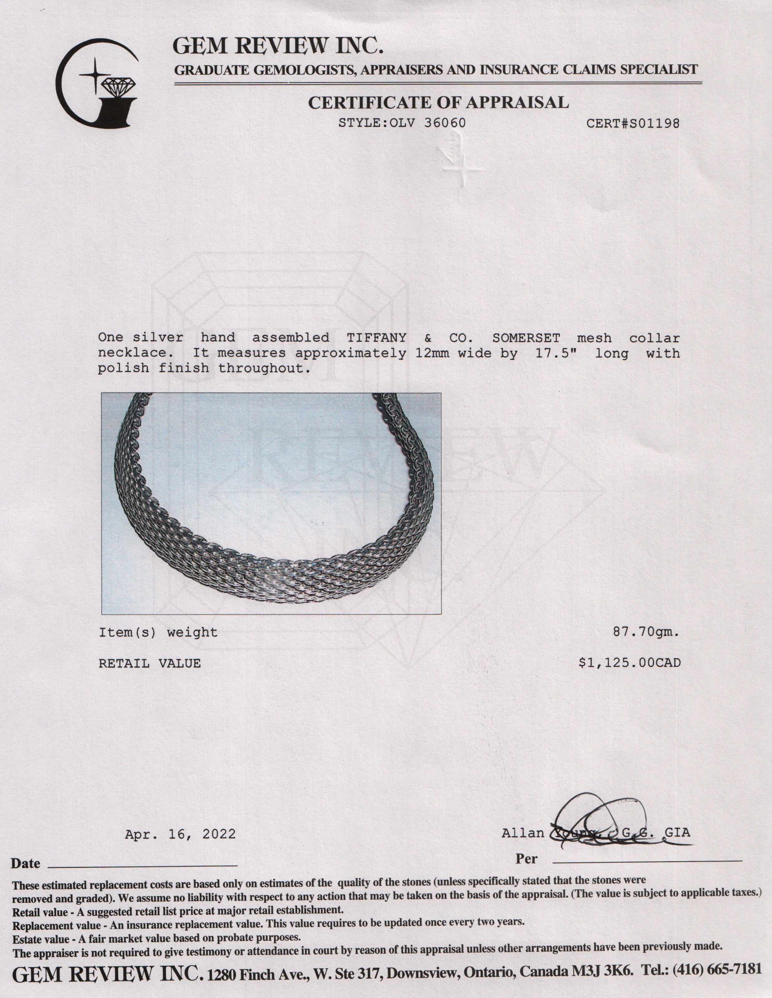 Tiffany & Co. Somerset Mesh Collar Necklace
