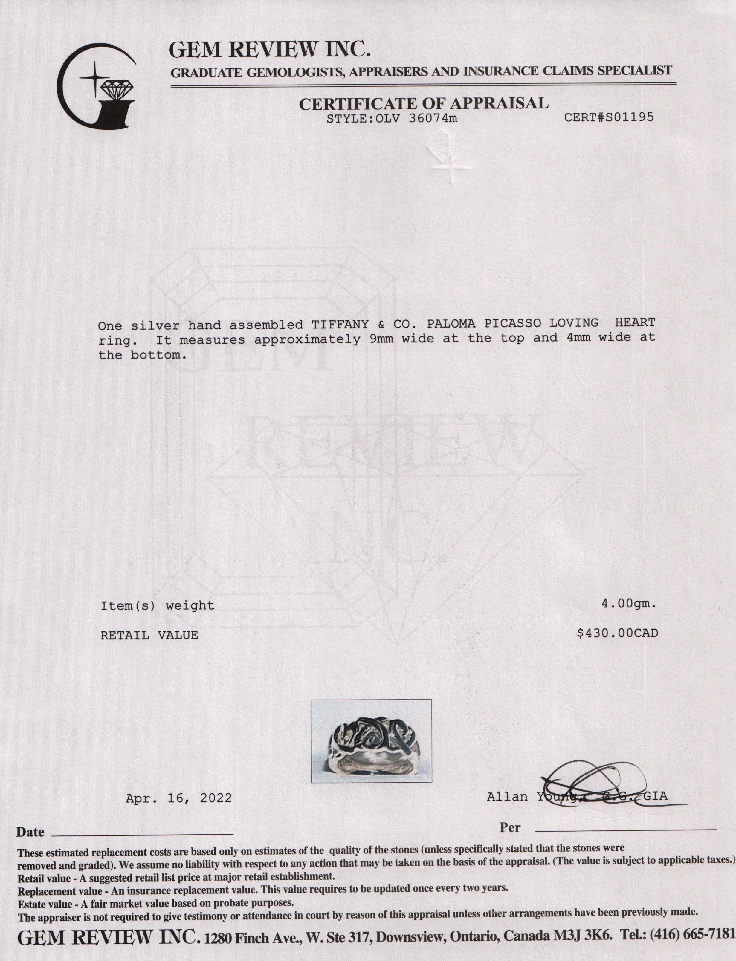 Tiffany & Co. Paloma Picasso Loving Heart Ring