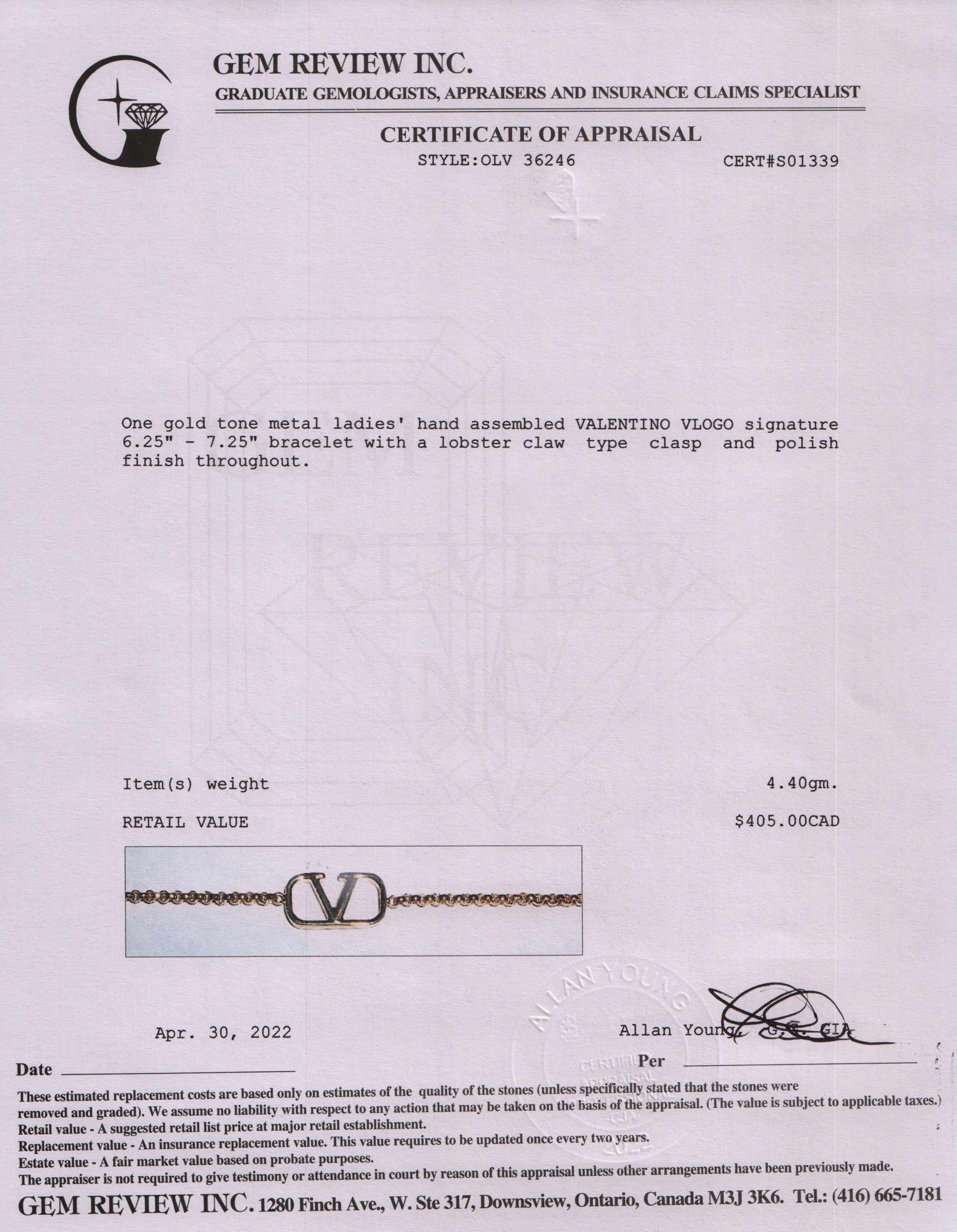 Valentino VLogo Signature Metal Bracelet w/ Box