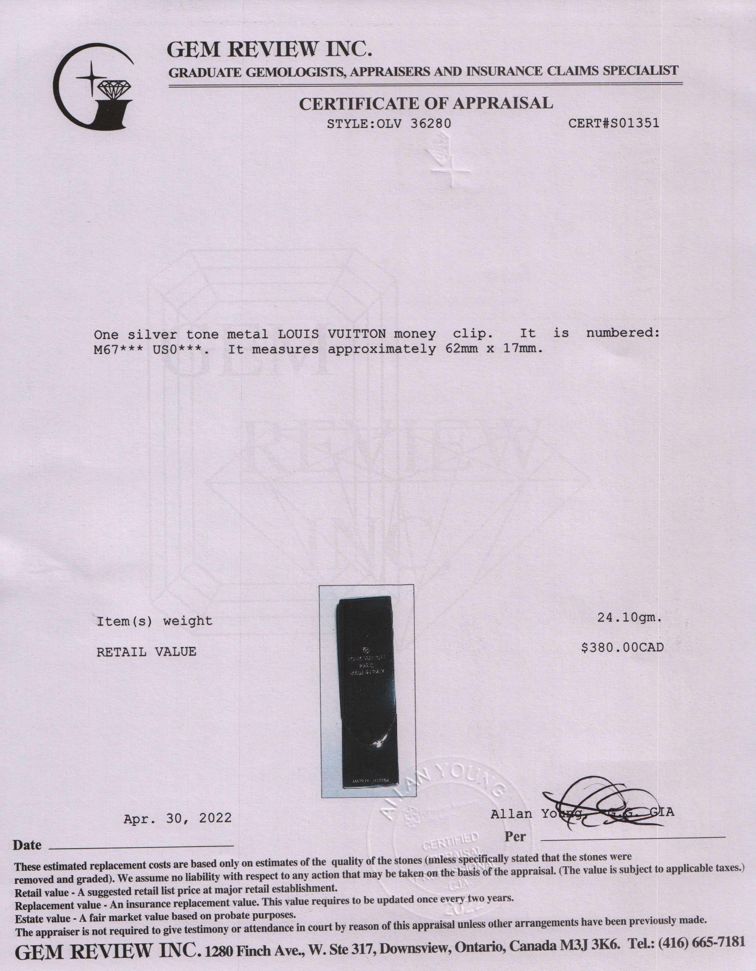 Louis Vuitton Damier Money Clip