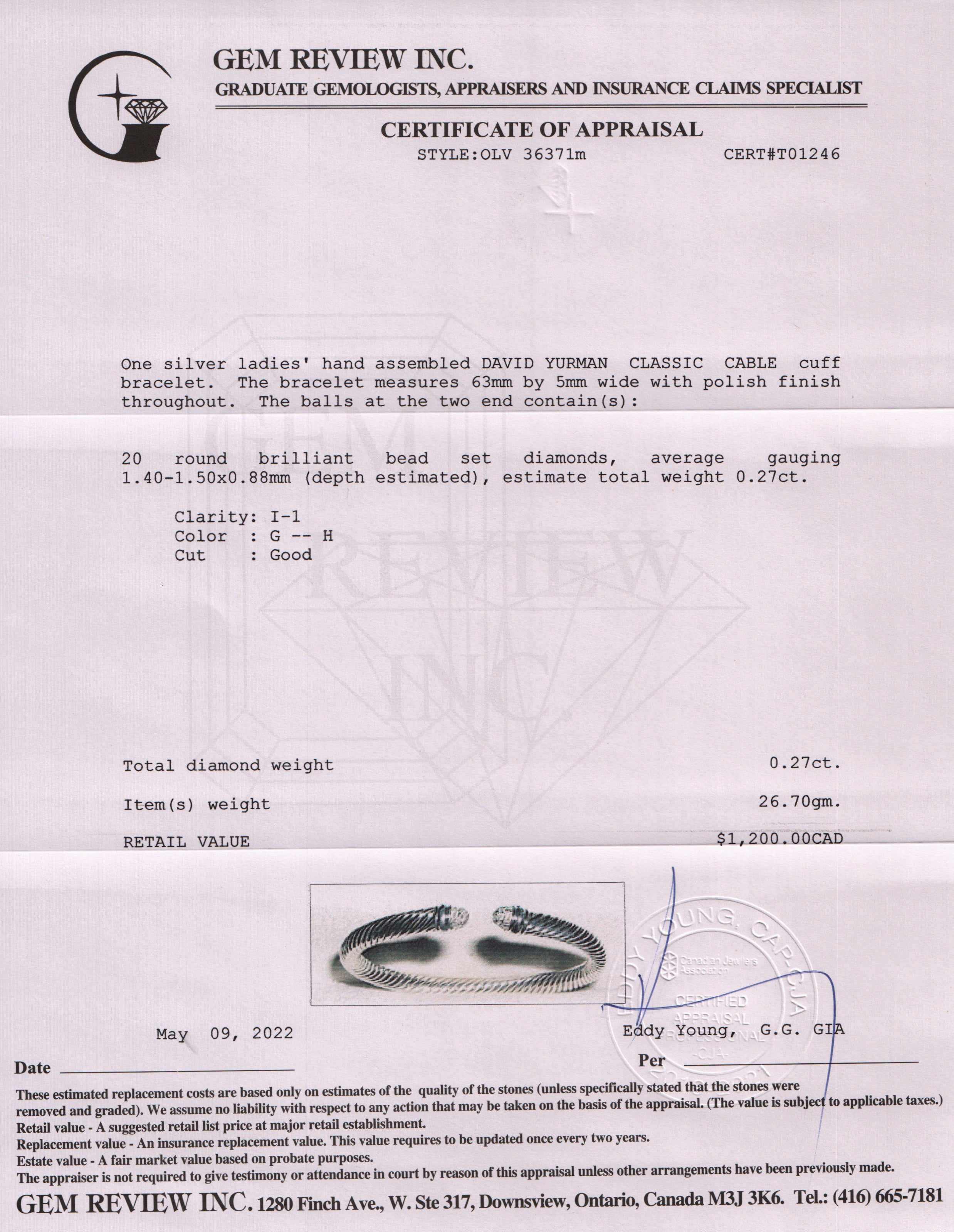 David Yurman Cable Classics Diamond Bracelet