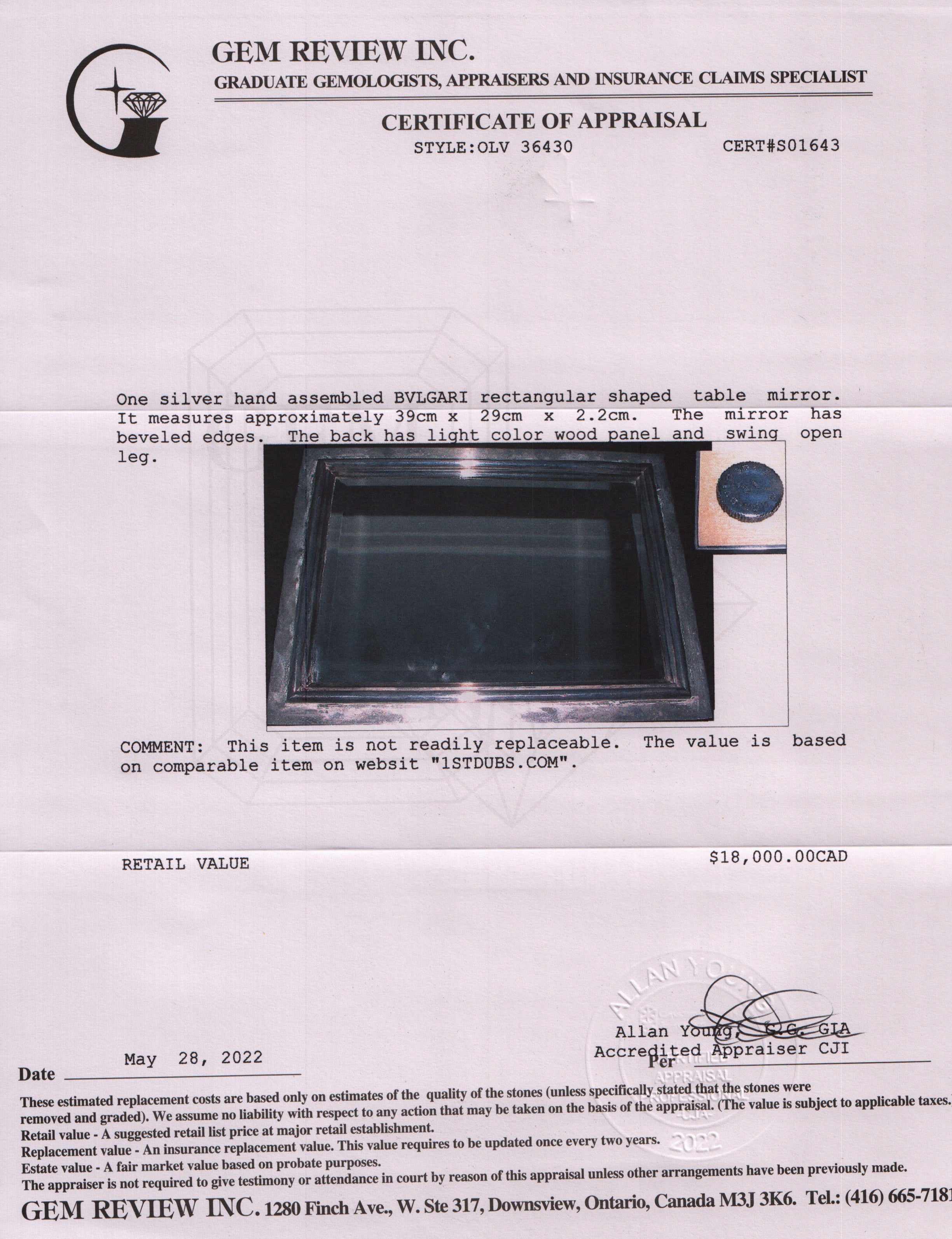 BVLGARI Rare Vintage Sterling Silver Table Mirror