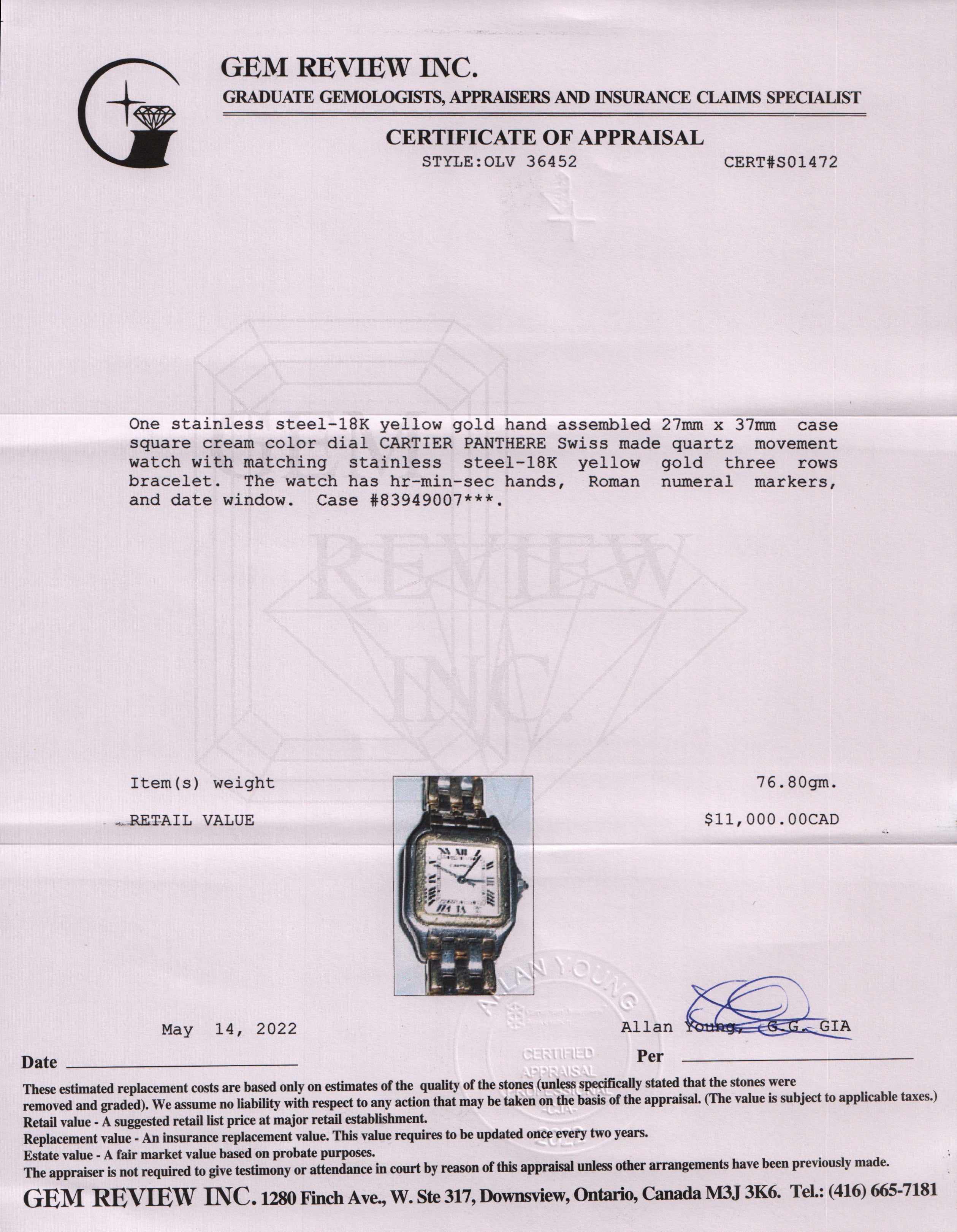 Cartier Two-Tone 3-Row Gold Panthere de Cartier Watch