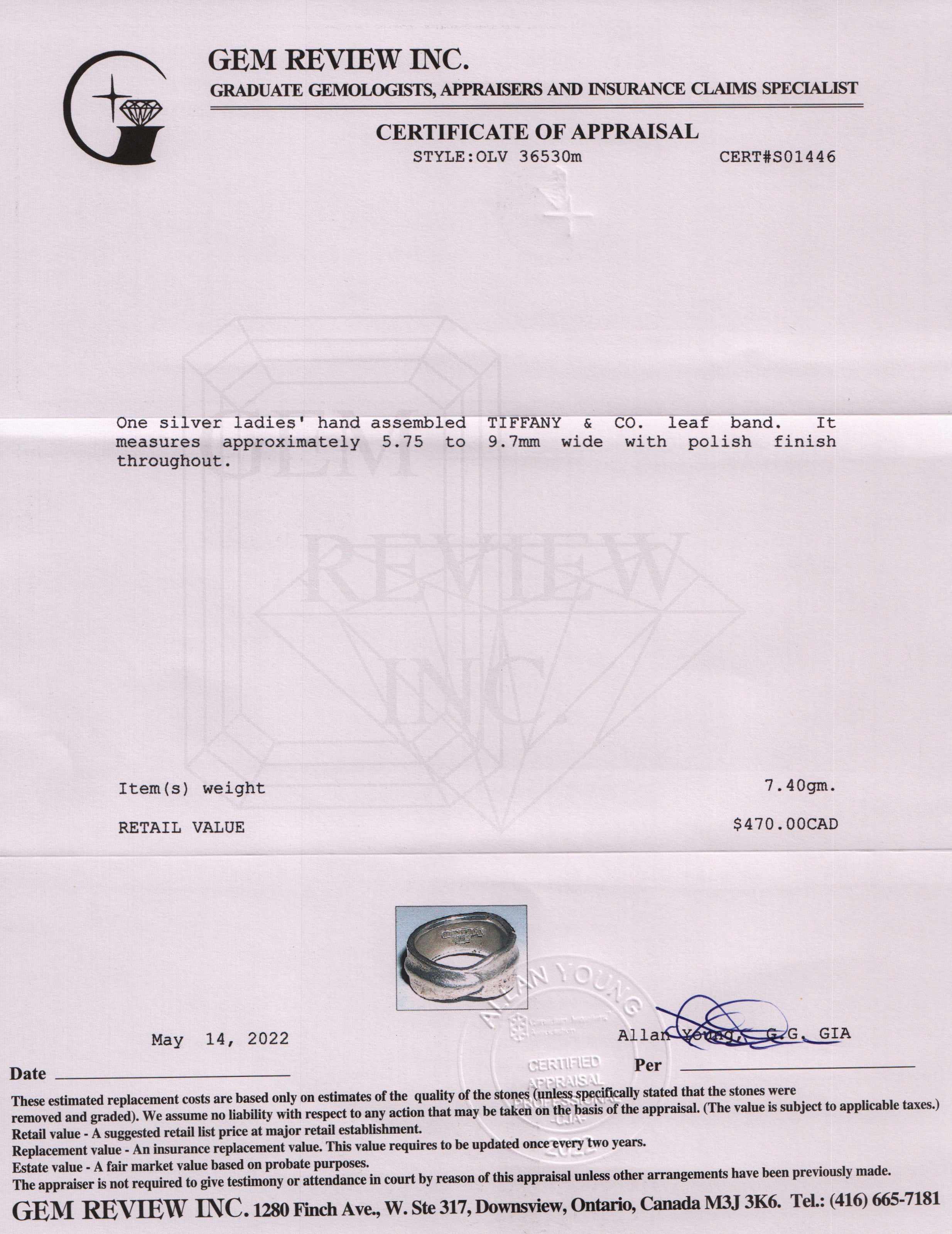 Tiffany & Co. Vintage Wide Leaf Band Ring