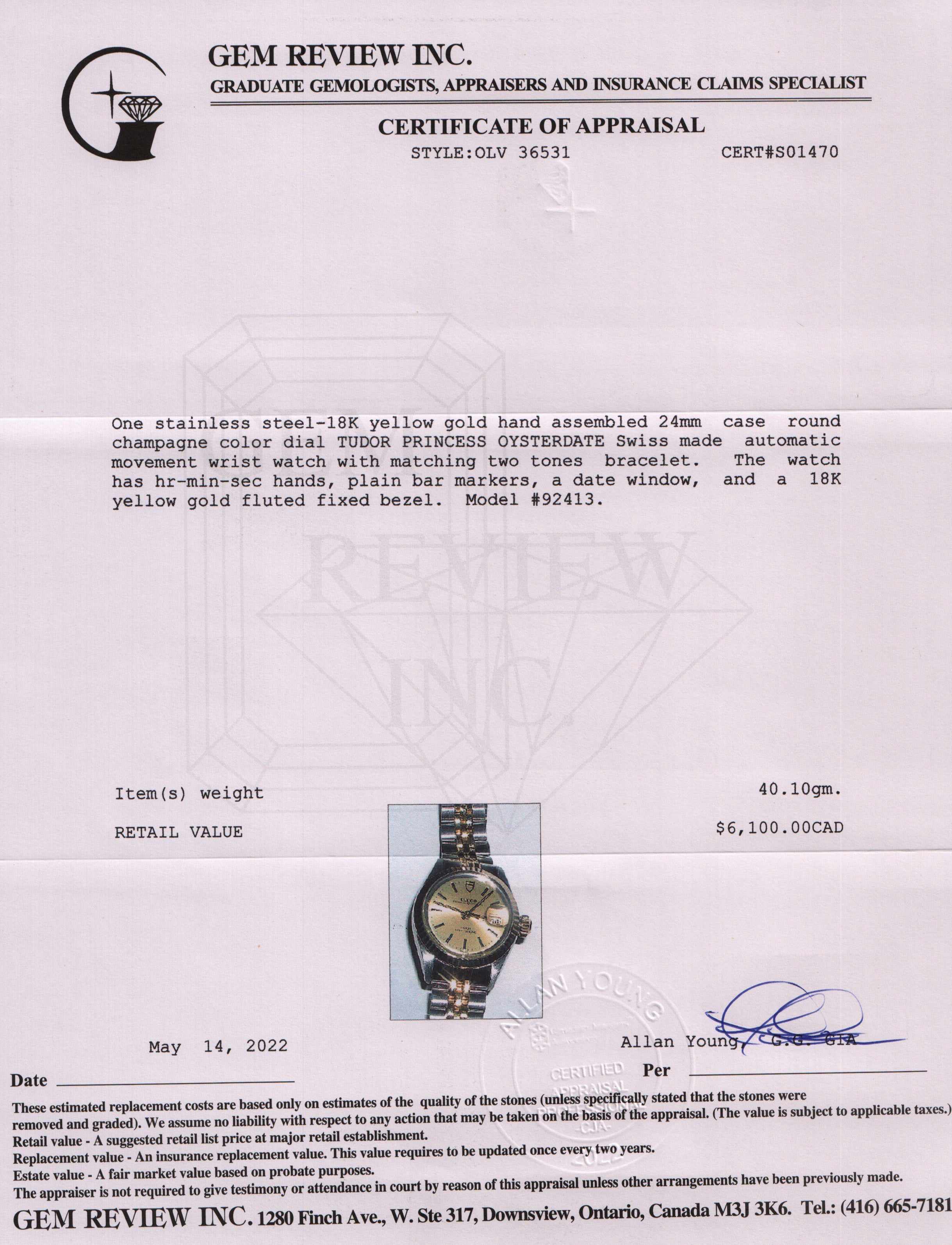 Tudor Two-Tone Princess OysterDate Watch