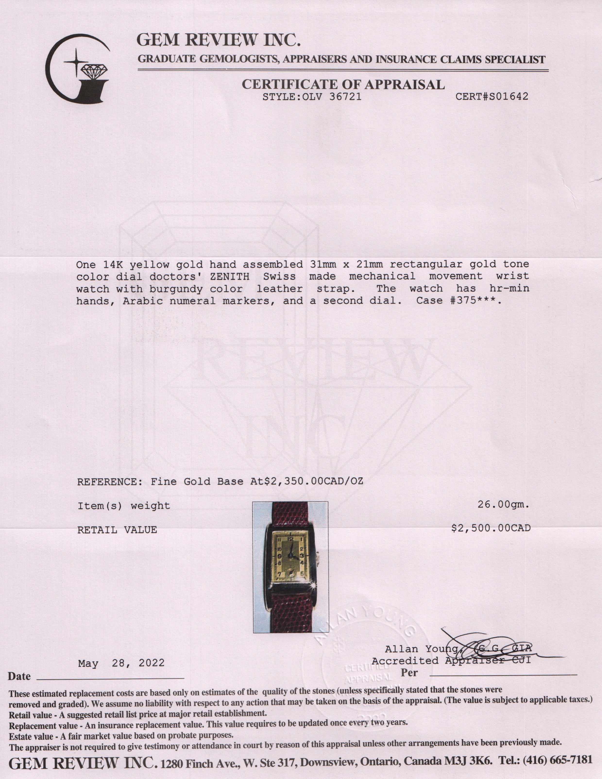 Zenith Vintage 14k Gold Doctor's Watch