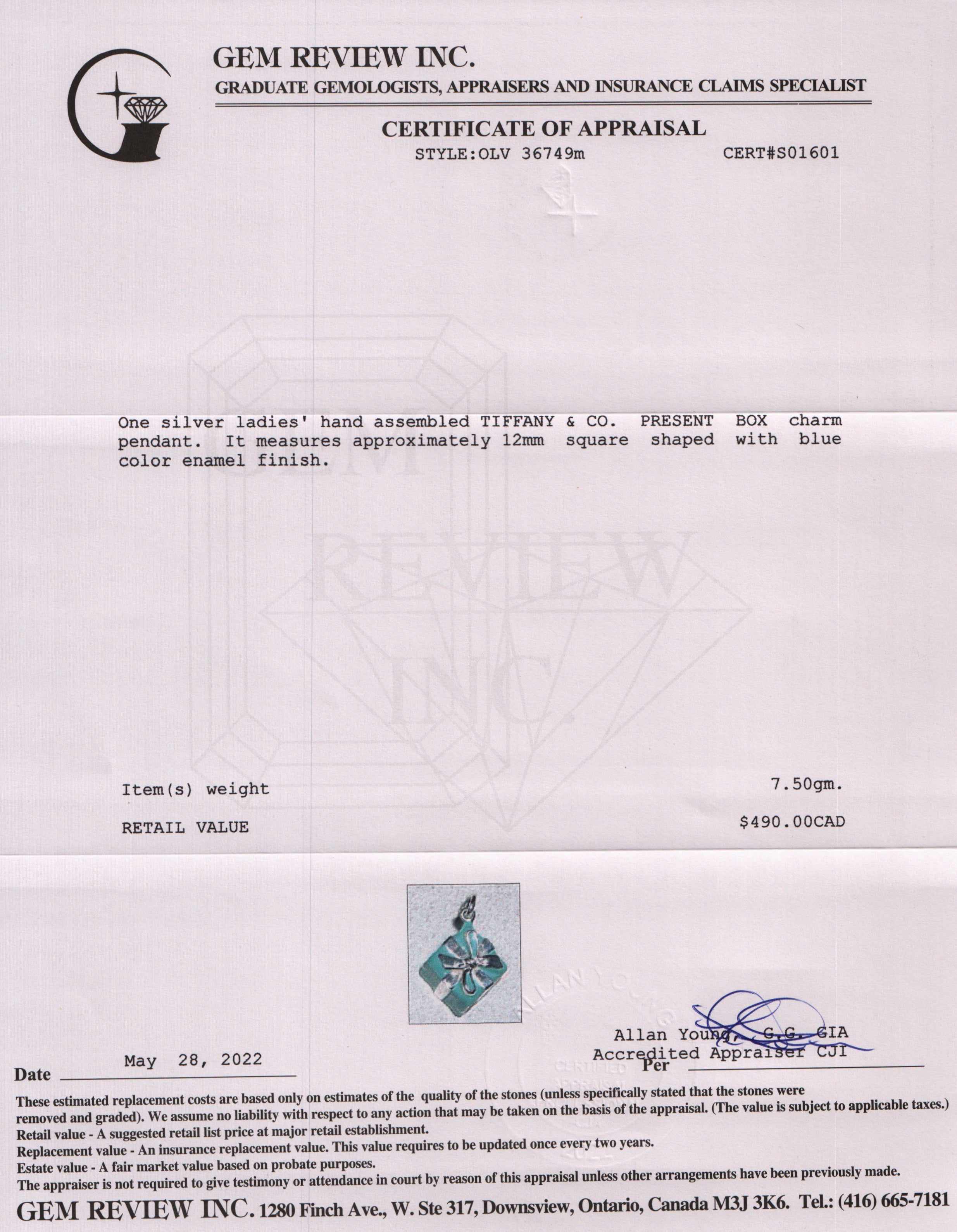 Tiffany & Co. Blue Present Box Charm