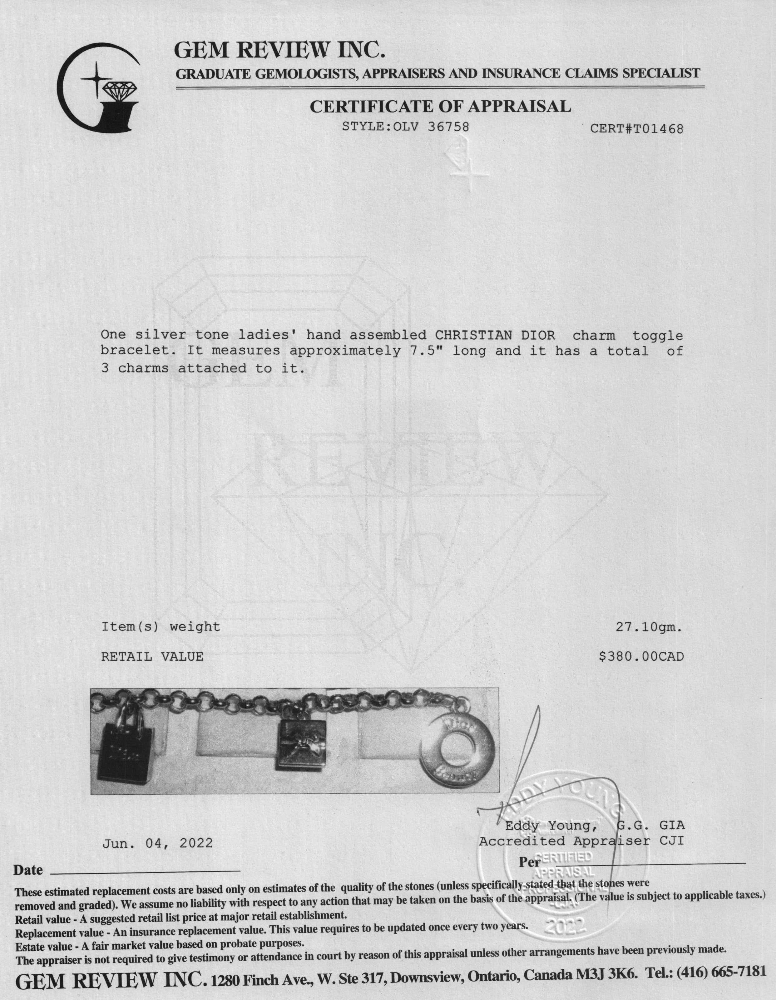 Christian Dior Charm Toggle Bracelet