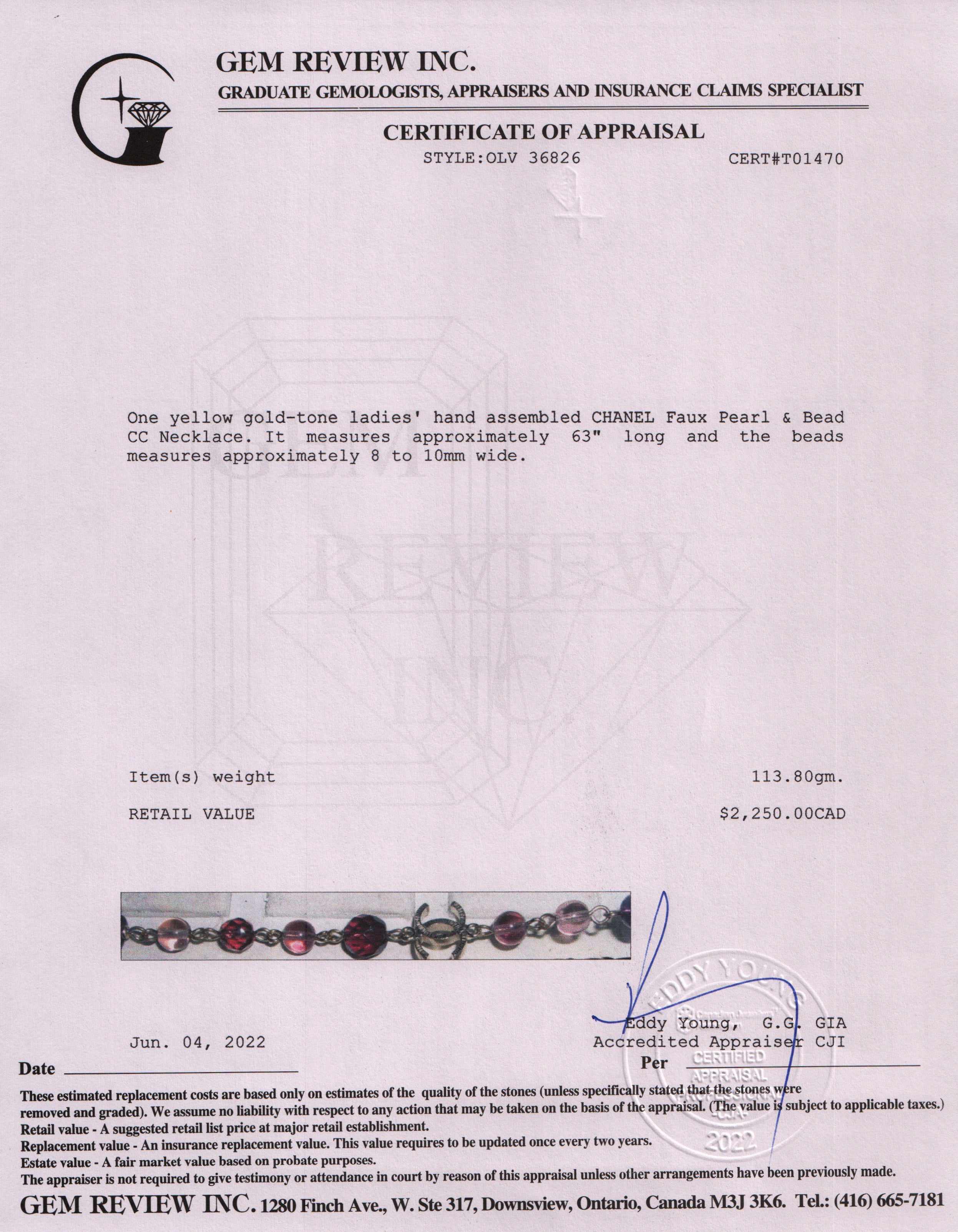 Chanel Bead & Faux Pearl CC Station Necklace