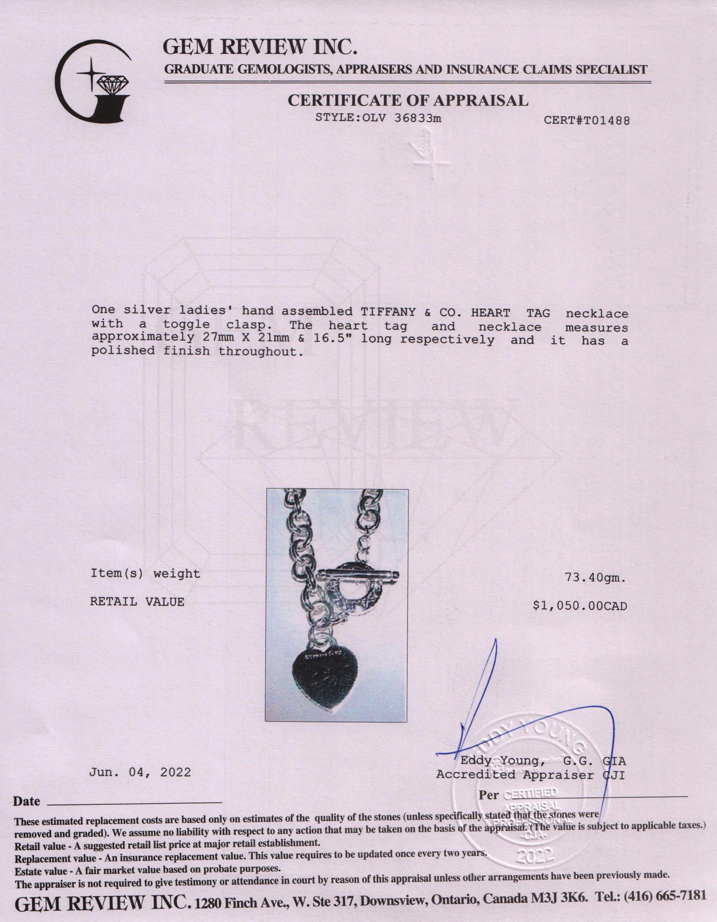 Tiffany & Co. Heart Tag Necklace with Toggle Clasp