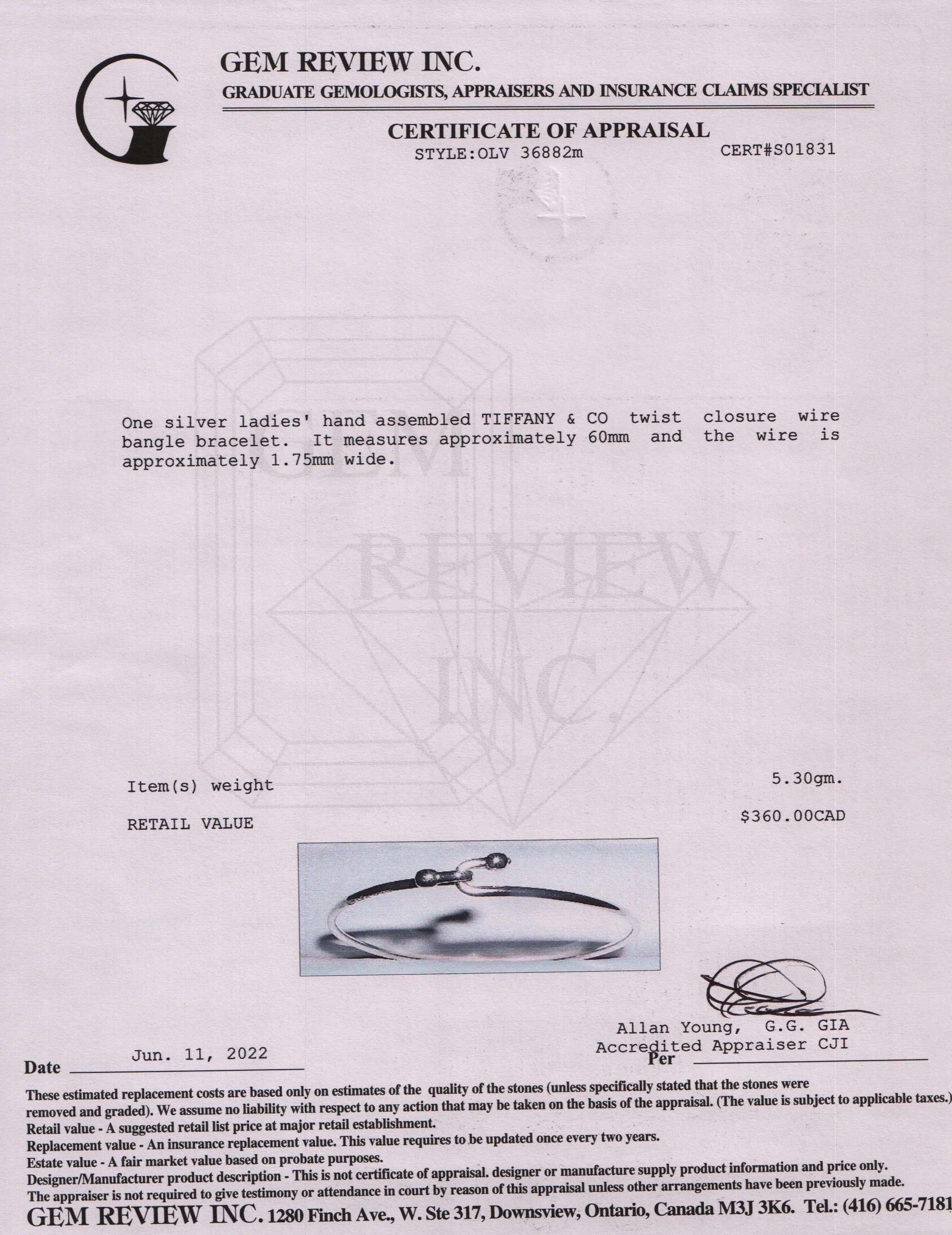 Tiffany & Co. Twist Closure Bangle Bracelet