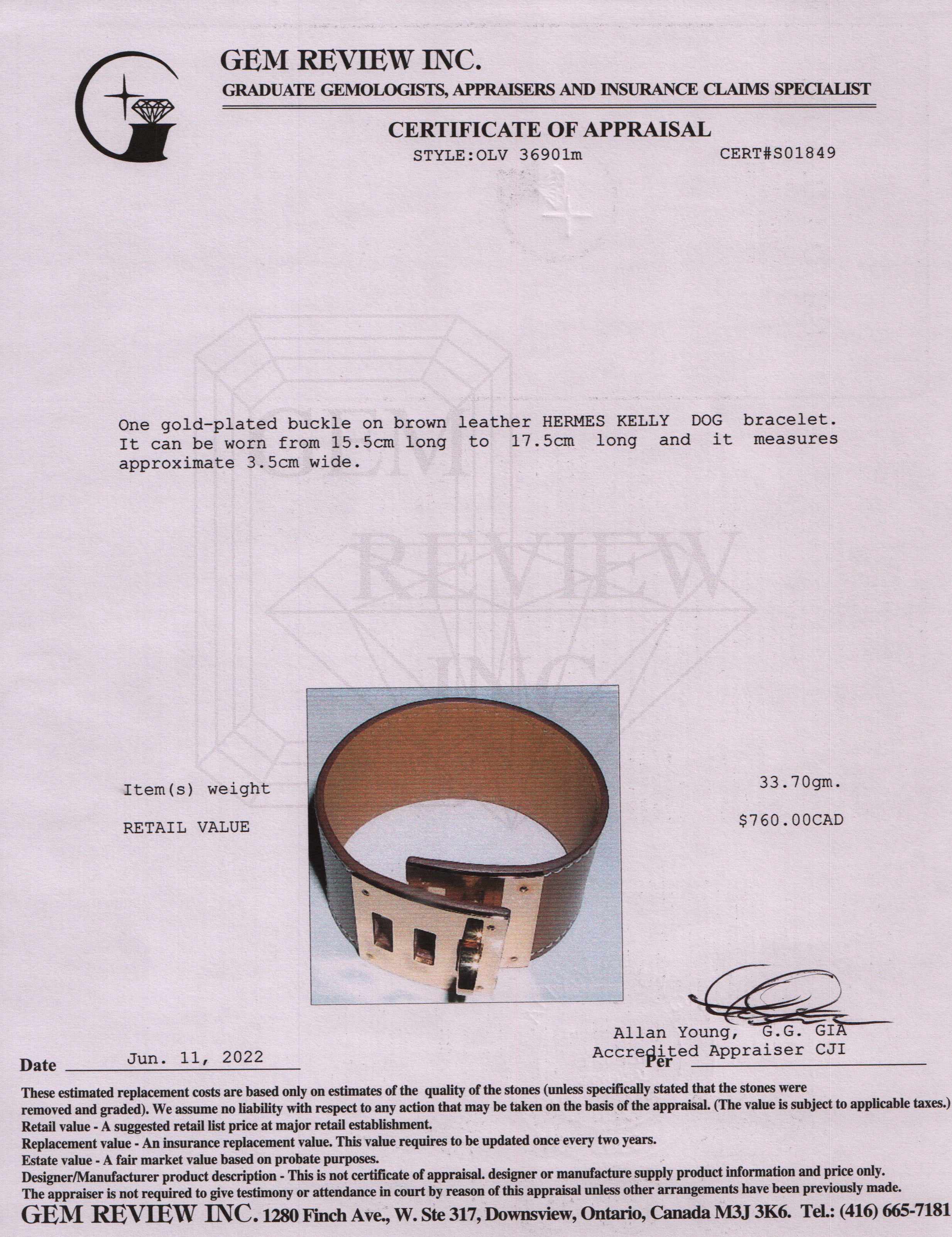 Hermes Kelly Dog Bracelet w/ Box