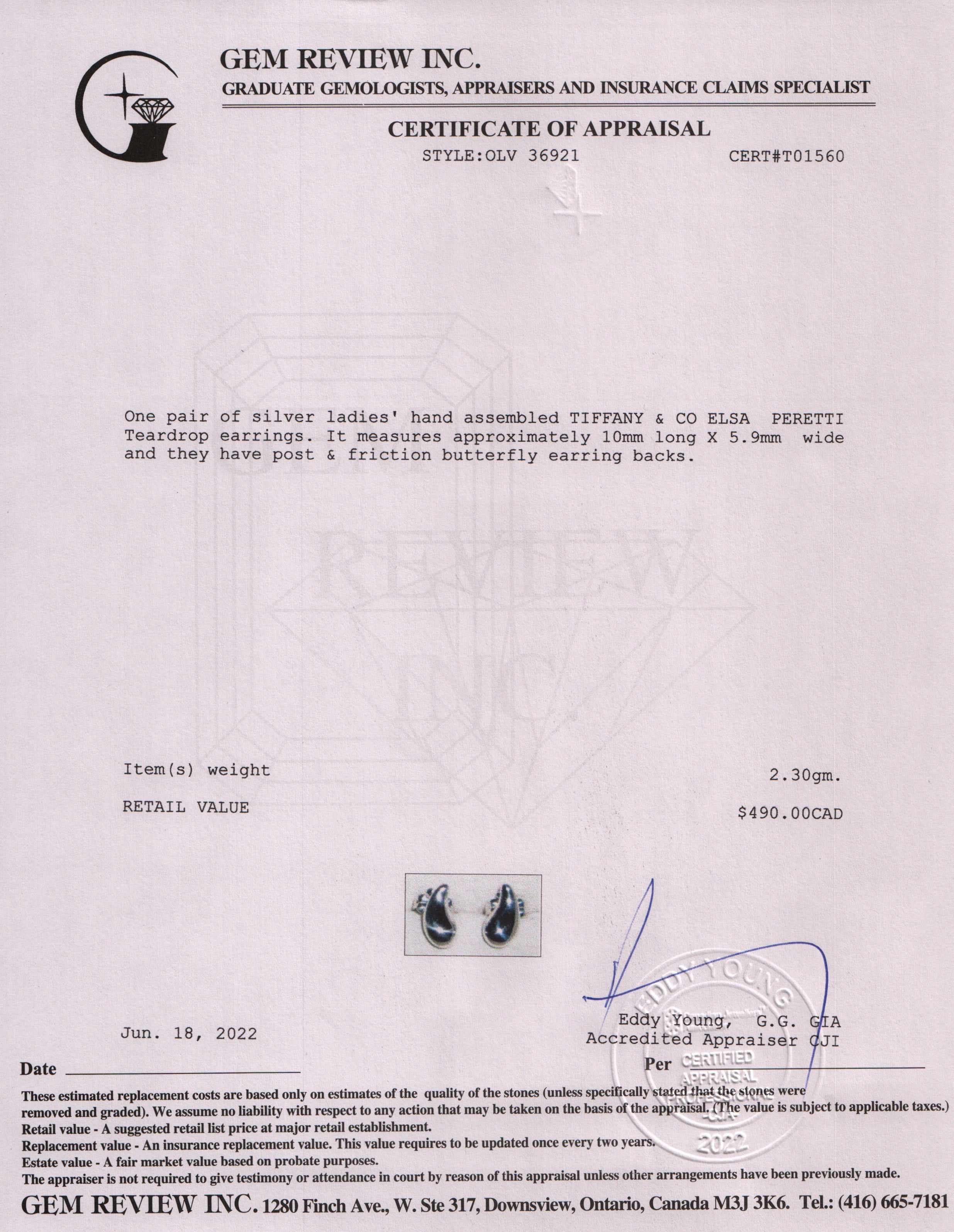 Tiffany & Co. Elsa Peretti Teardrop Earrings