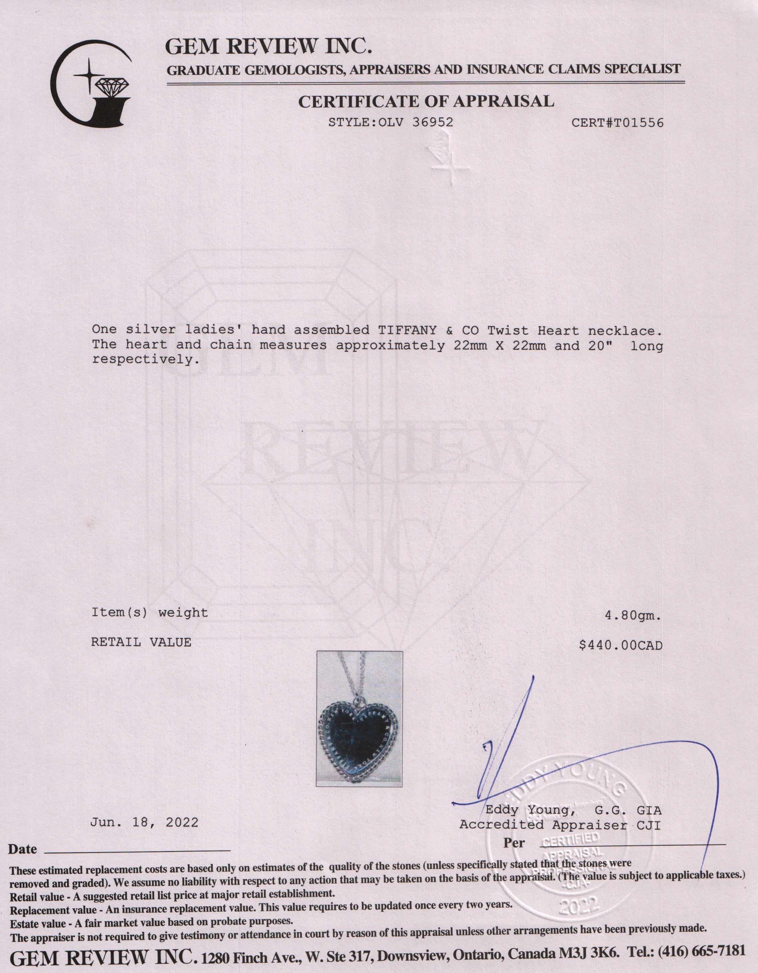 Tiffany & Co. Small Twist Heart Charm Necklace