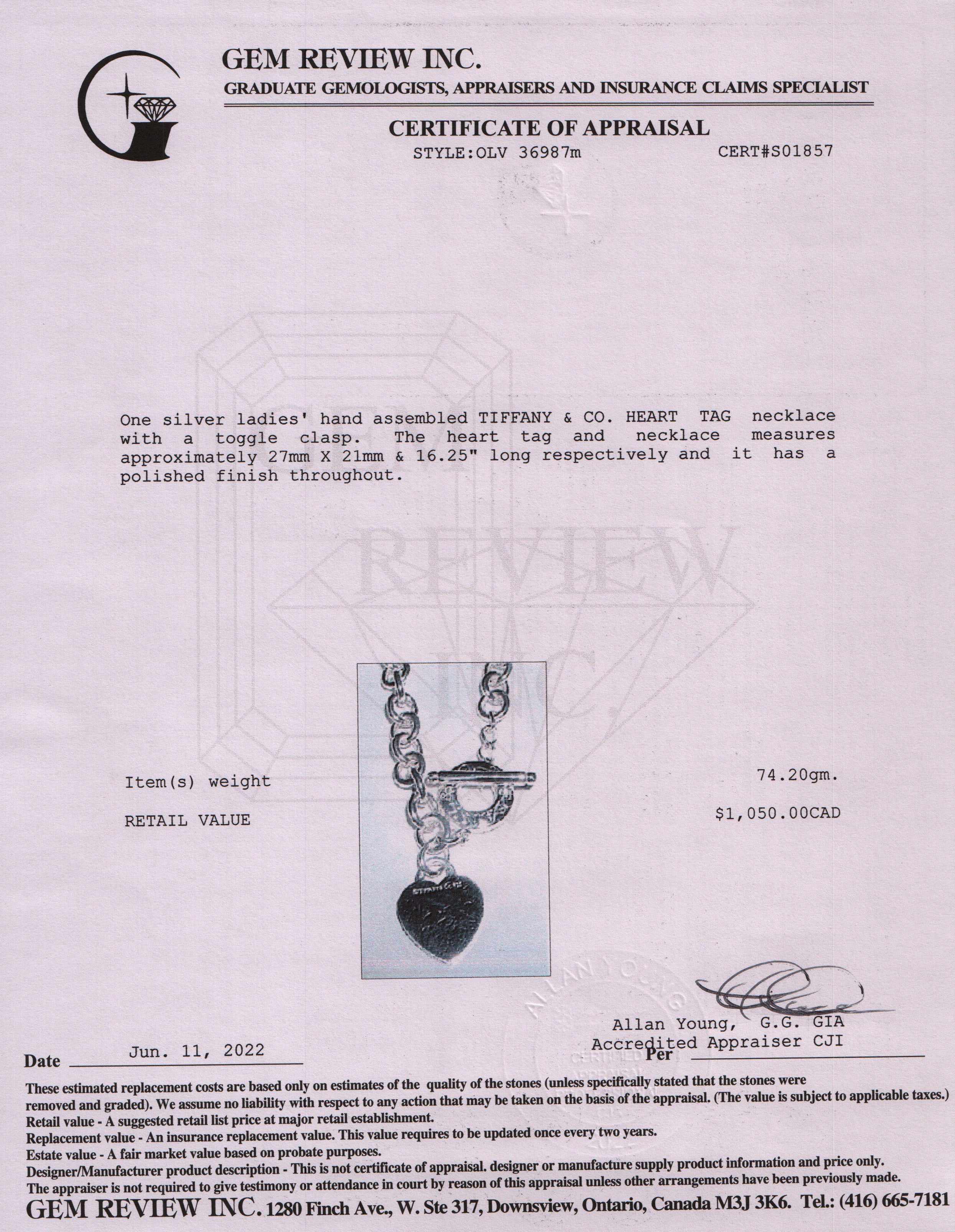 Tiffany & Co. Heart Tag Necklace with Toggle Clasp