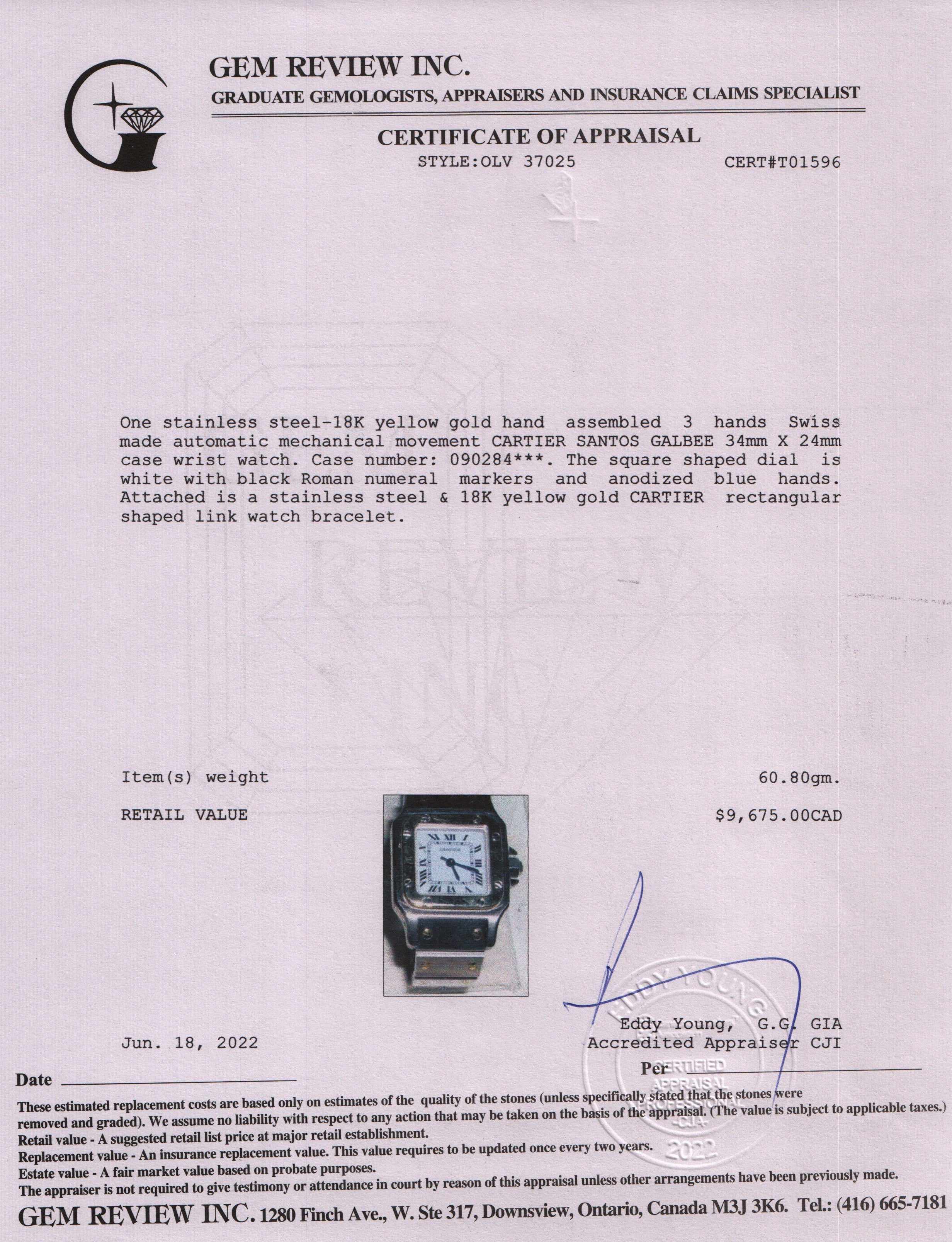 Cartier Two-Tone Santos Galbee Automatic Watch