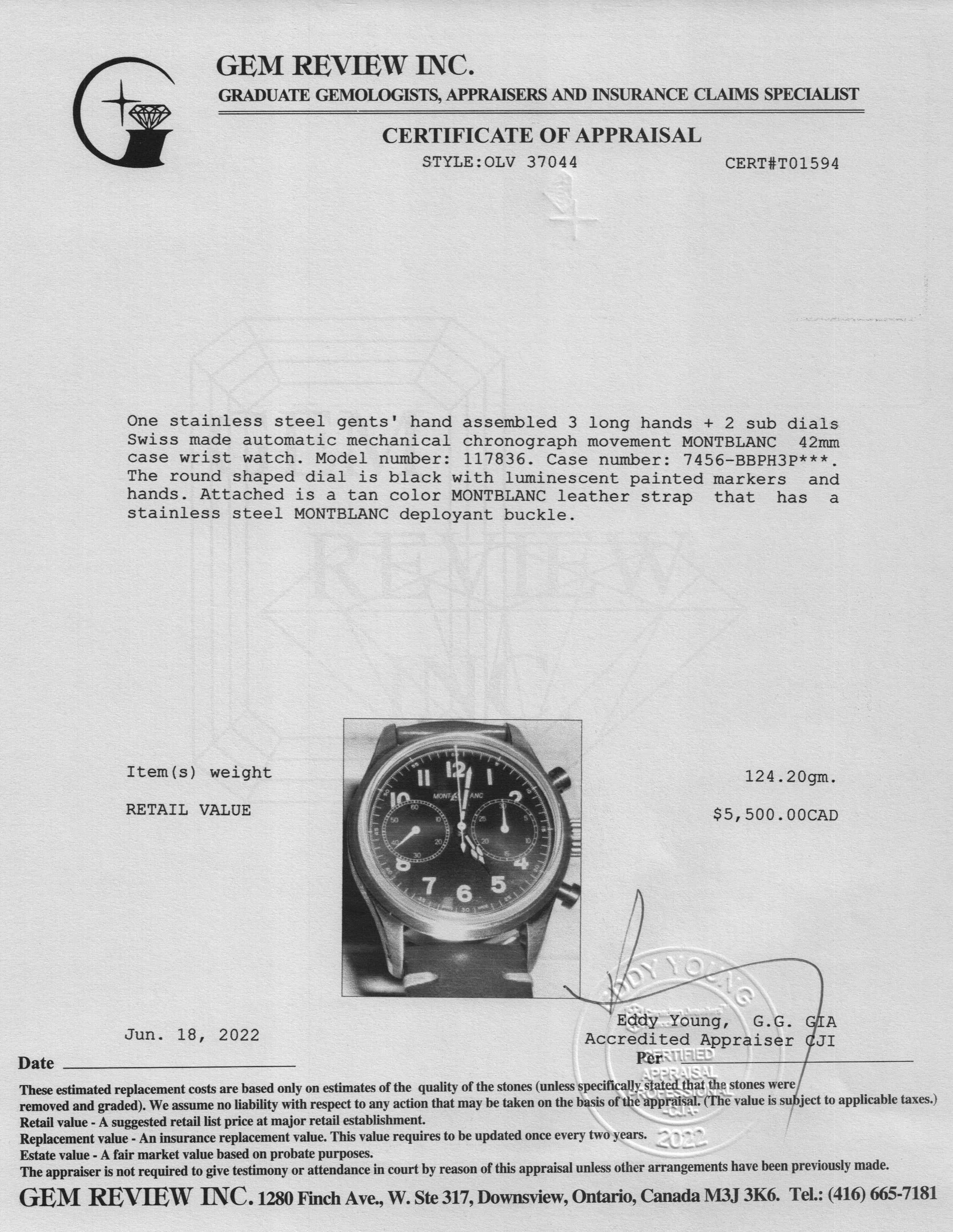 Montblanc 1858 Automatic Chronograph Watch w/ Box & Papers