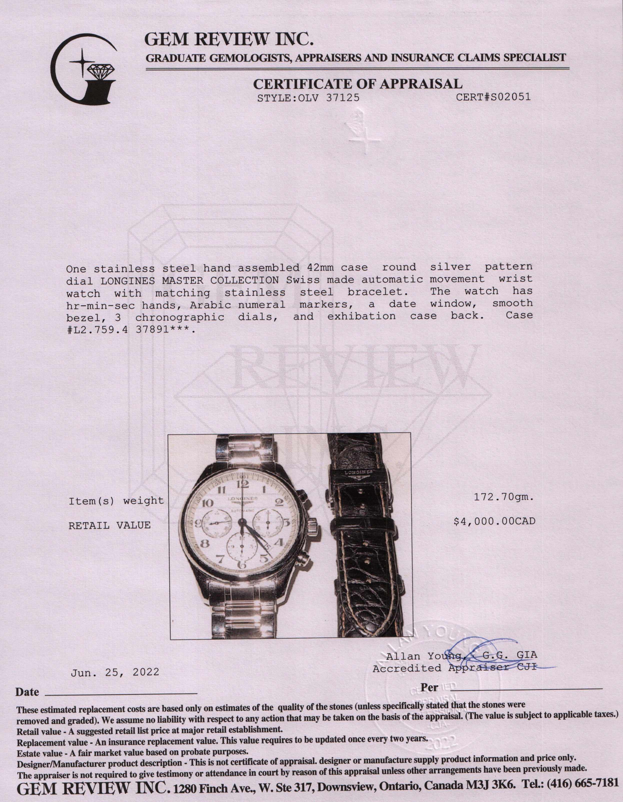 Longines Master Collection Automatic Chronograph Watch