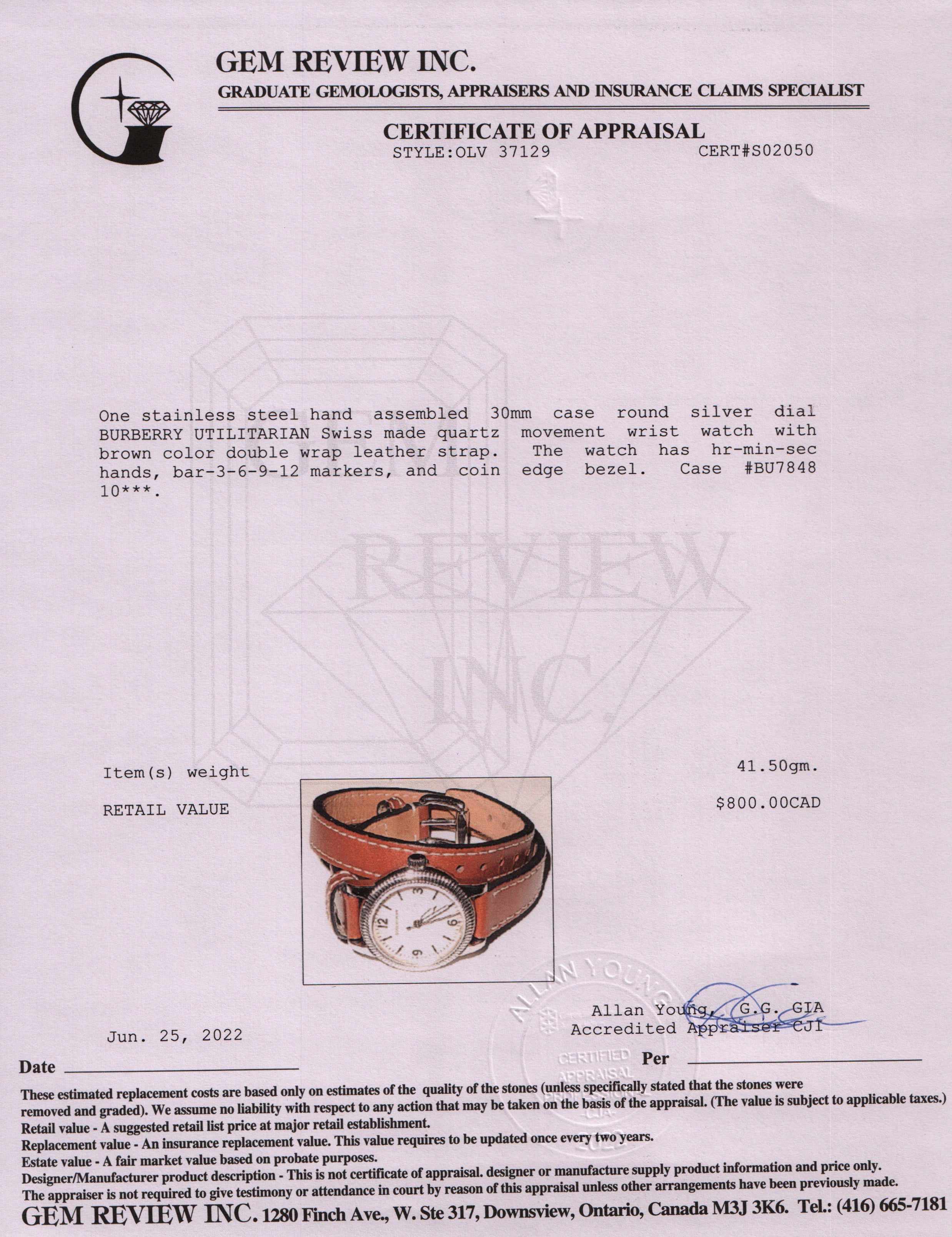 Burberry Utilitarian Watch w/ Box