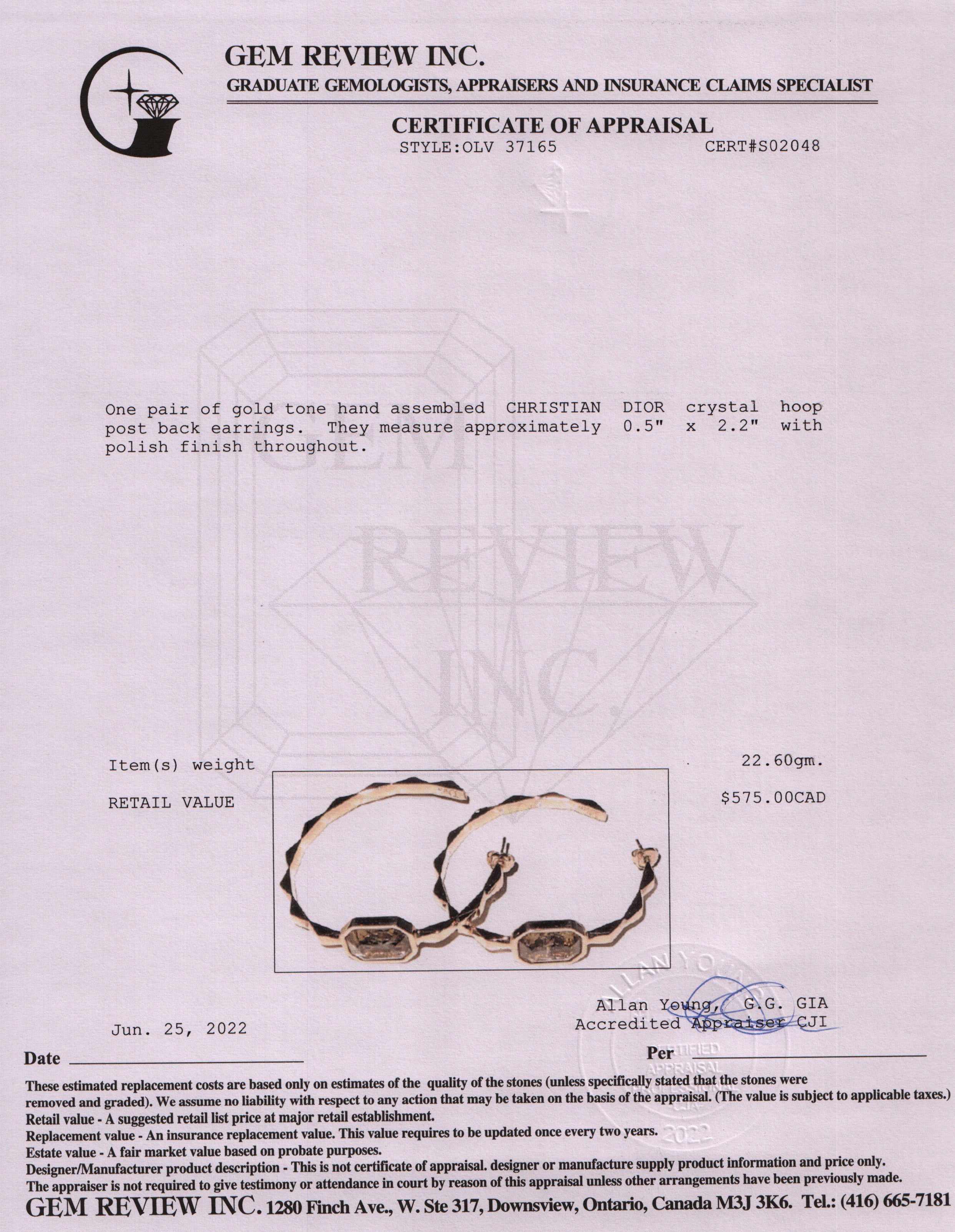 Christian Dior Crystal Hoop Earrings