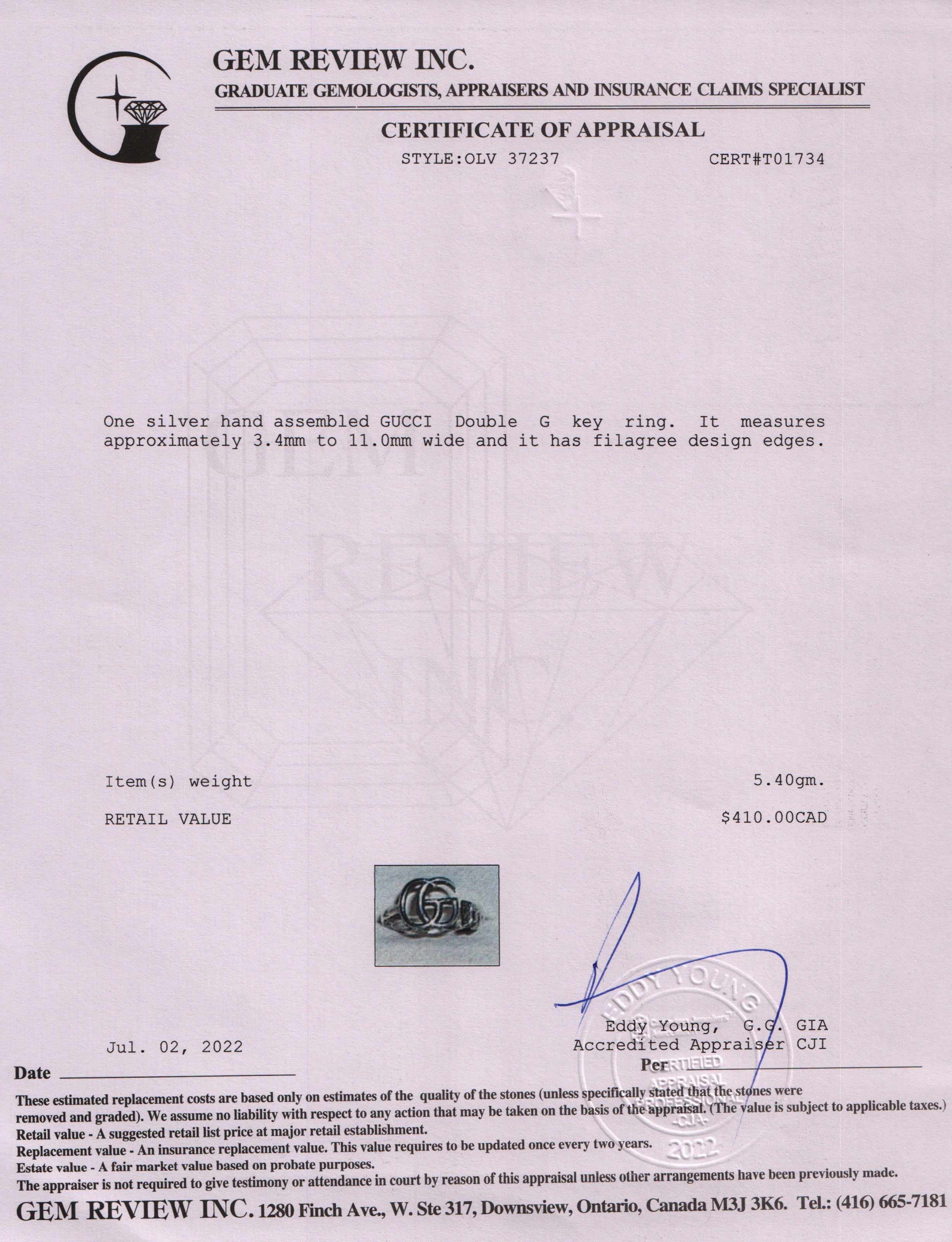 Gucci Double G Key Ring