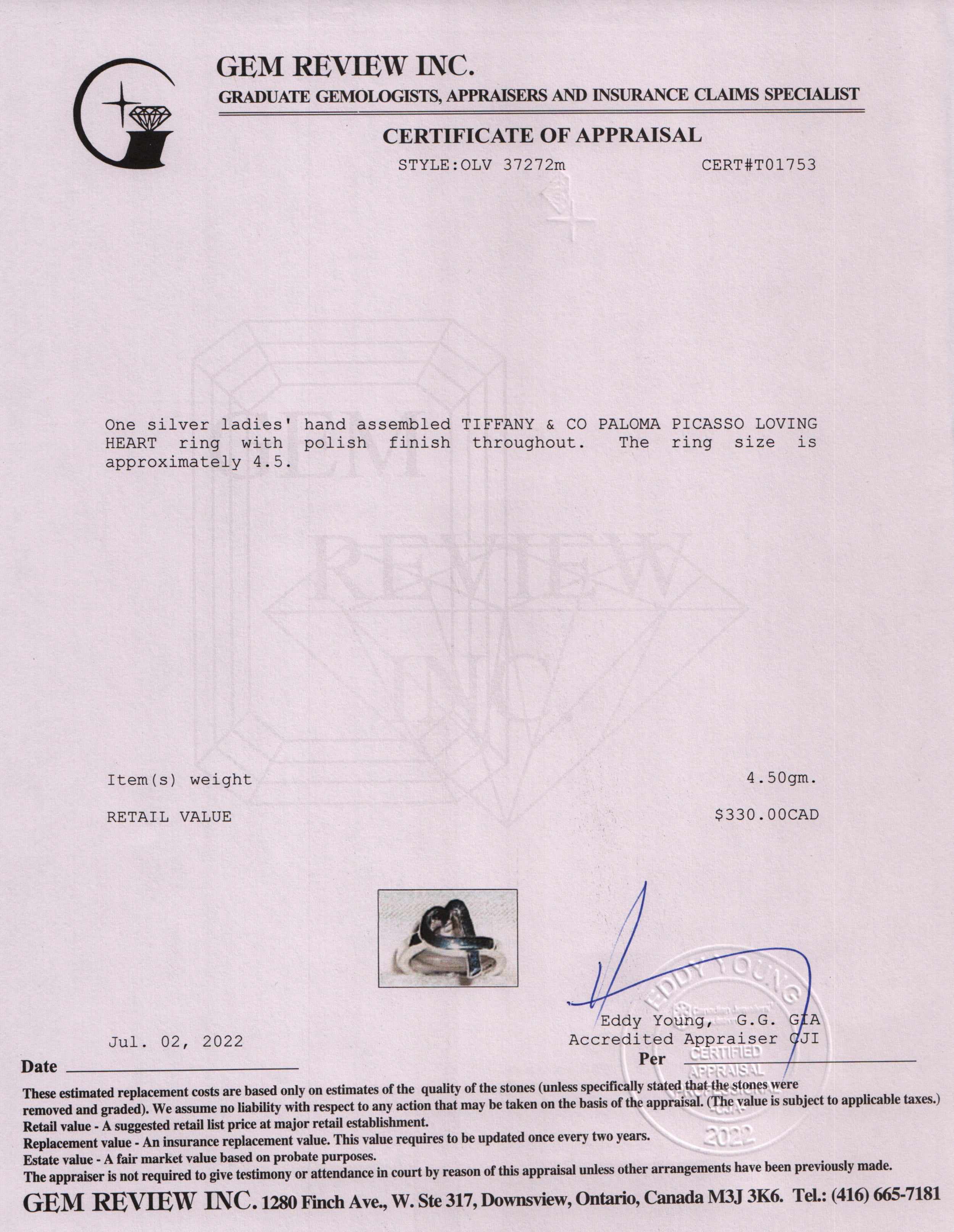 Tiffany & Co. Paloma Picasso Loving Heart Ring