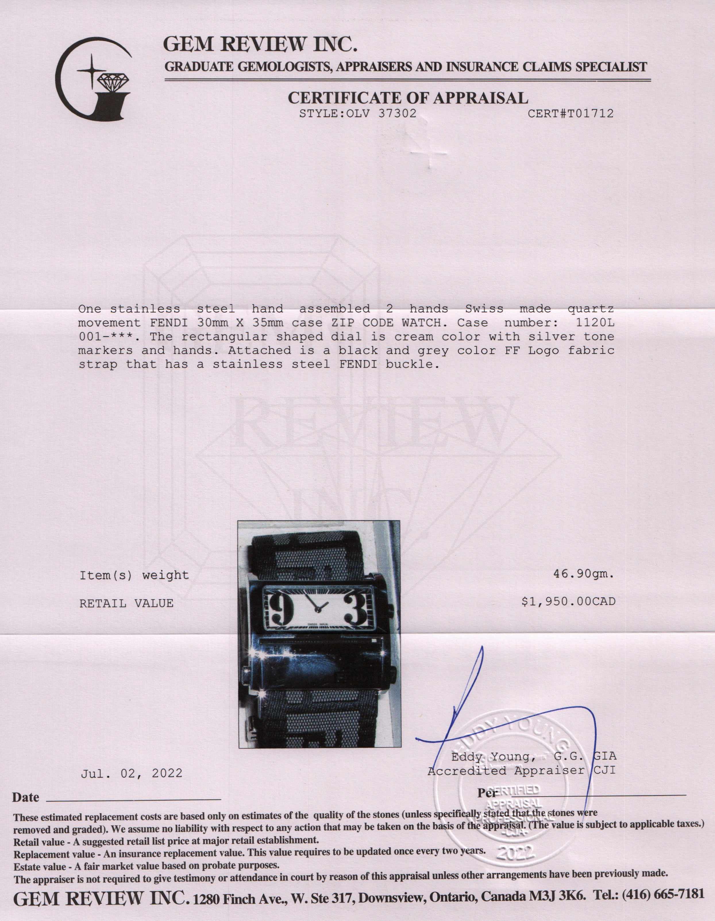 Fendi Zip Code Watch