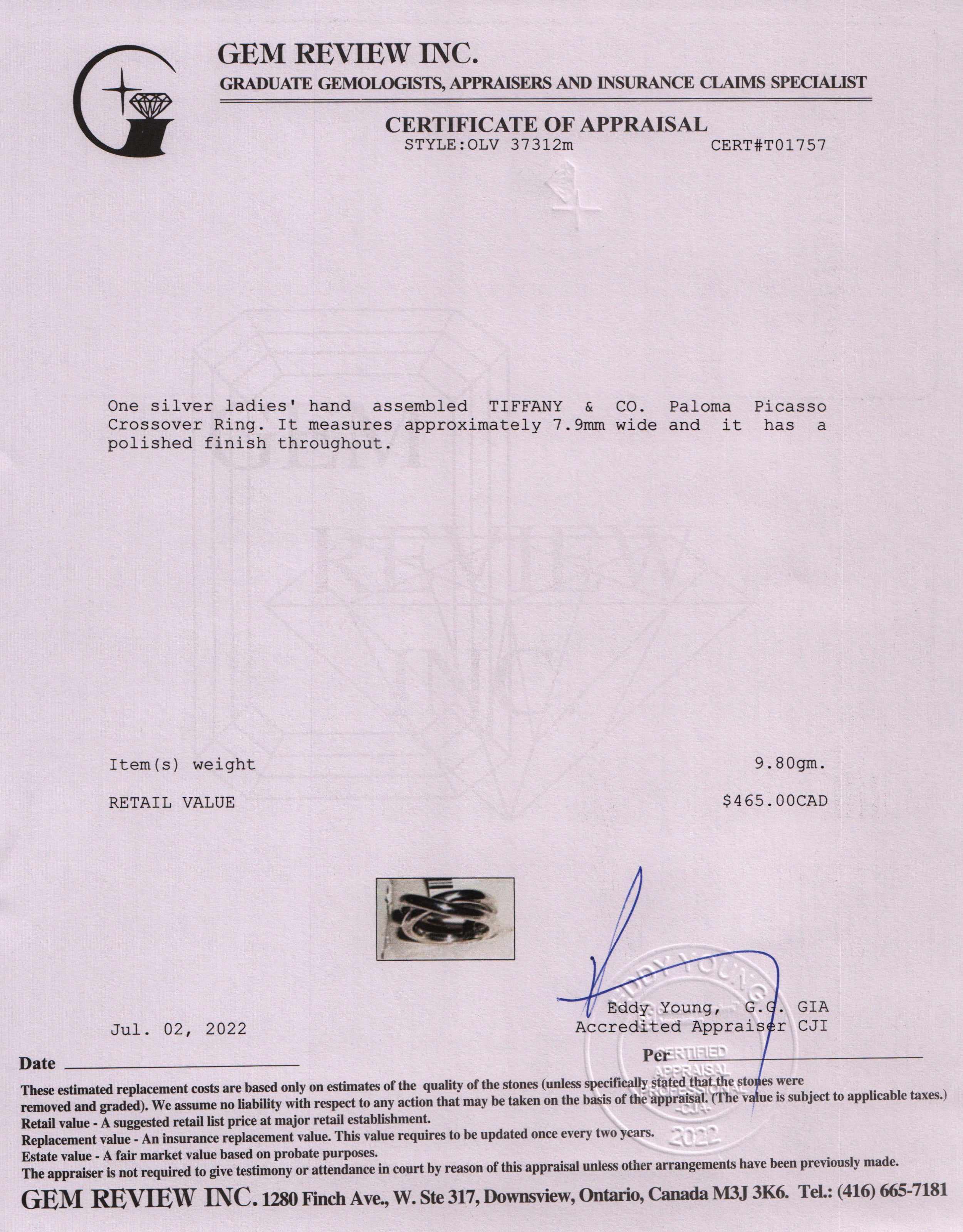 Tiffany & Co. Paloma Picasso Crossover Band Ring