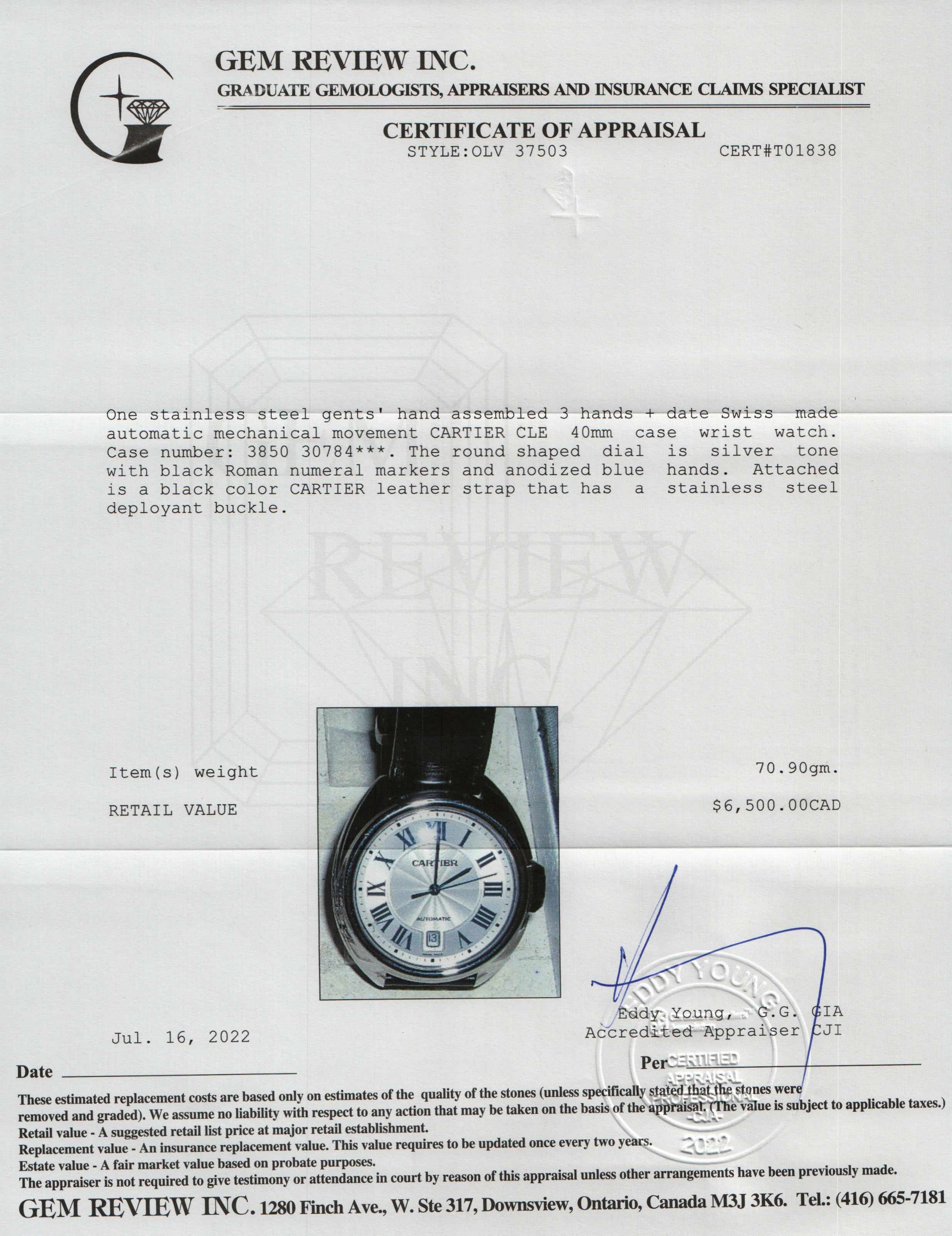 Cartier Cle de Cartier 40 mm Automatic Watch w/ Certificate