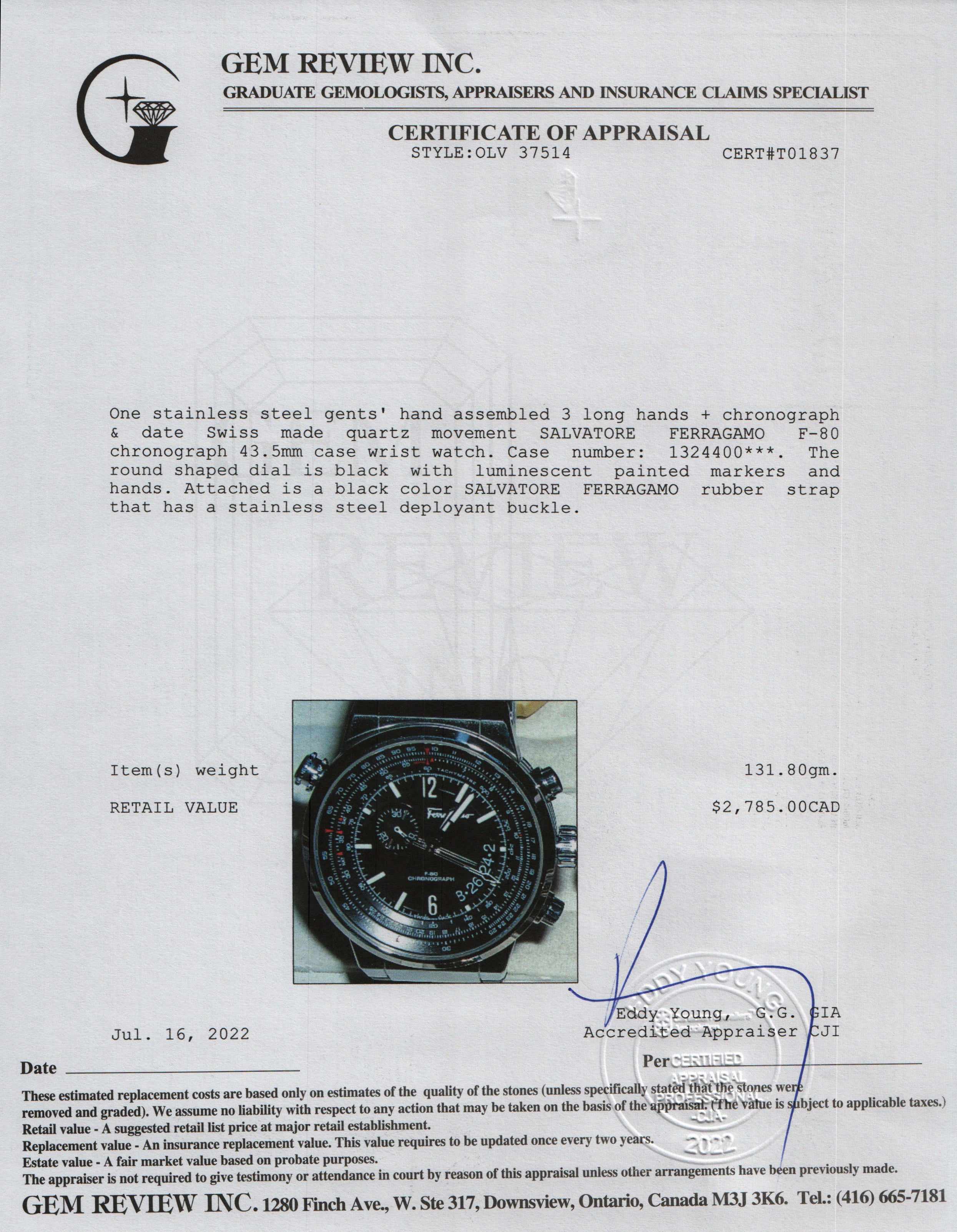 Salvatore Ferragamo F-80 Chronograph Watch