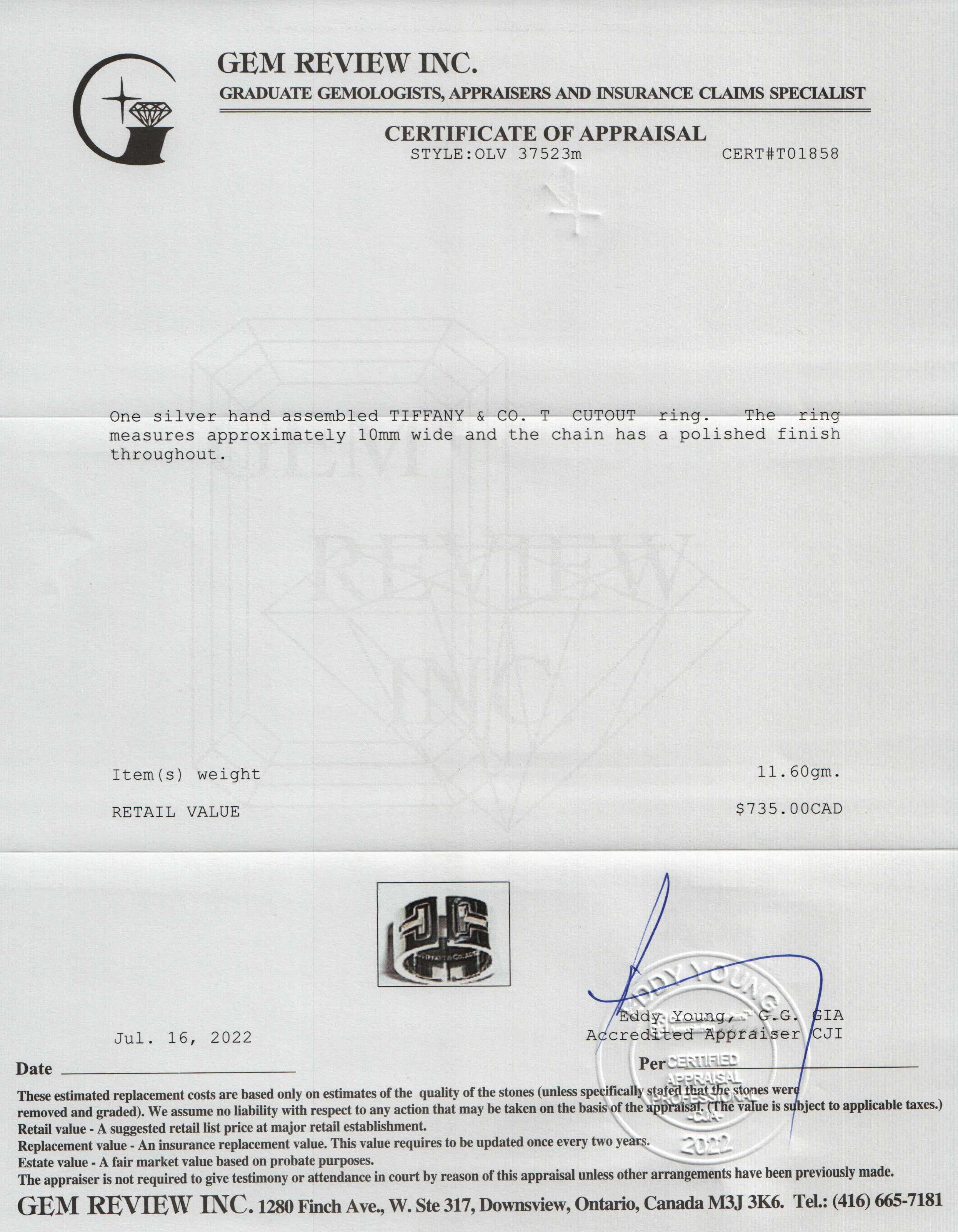 Tiffany & Co. T Cutout Band Ring