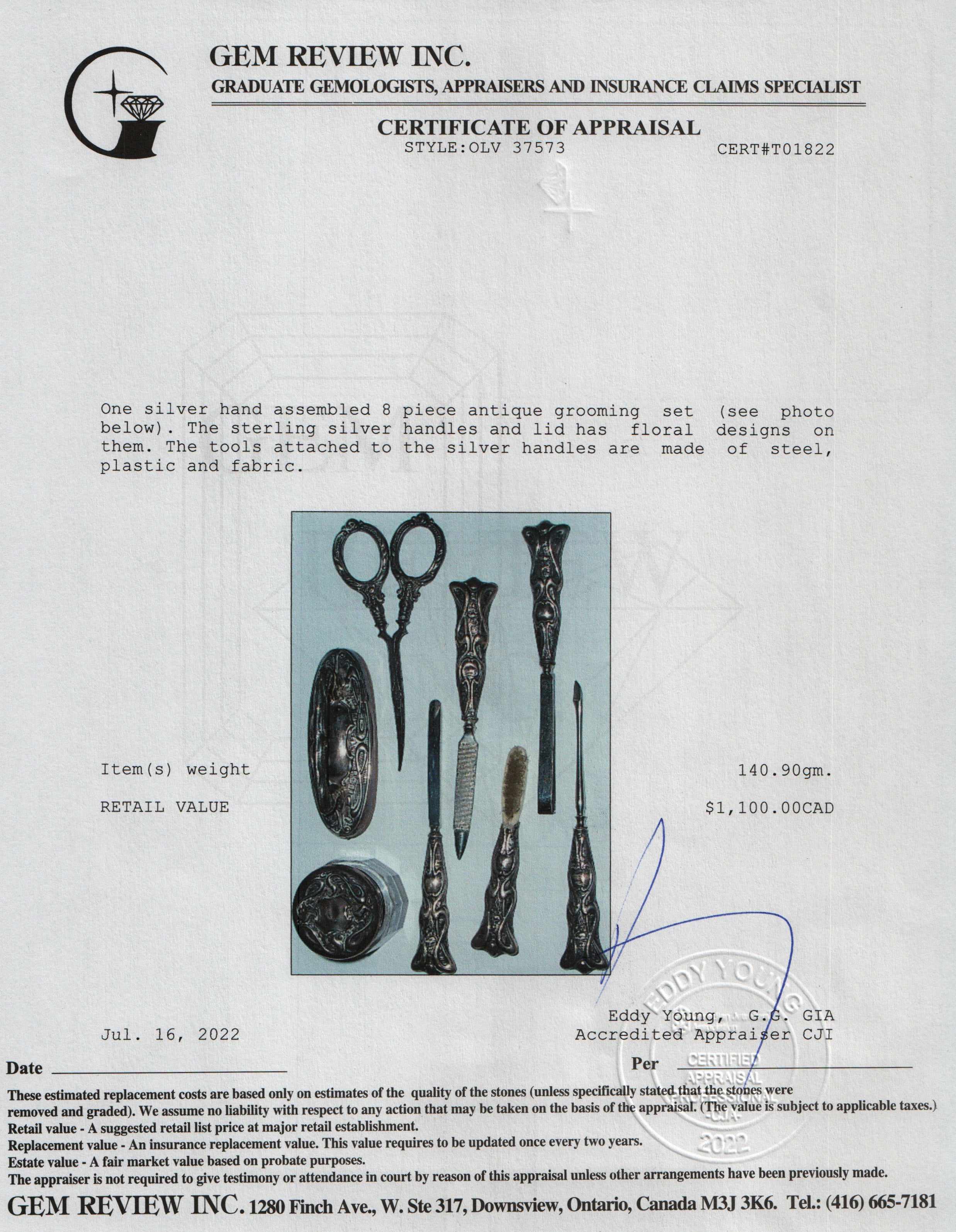 Antique Sterling Silver Grooming Manicure Set w/ Box