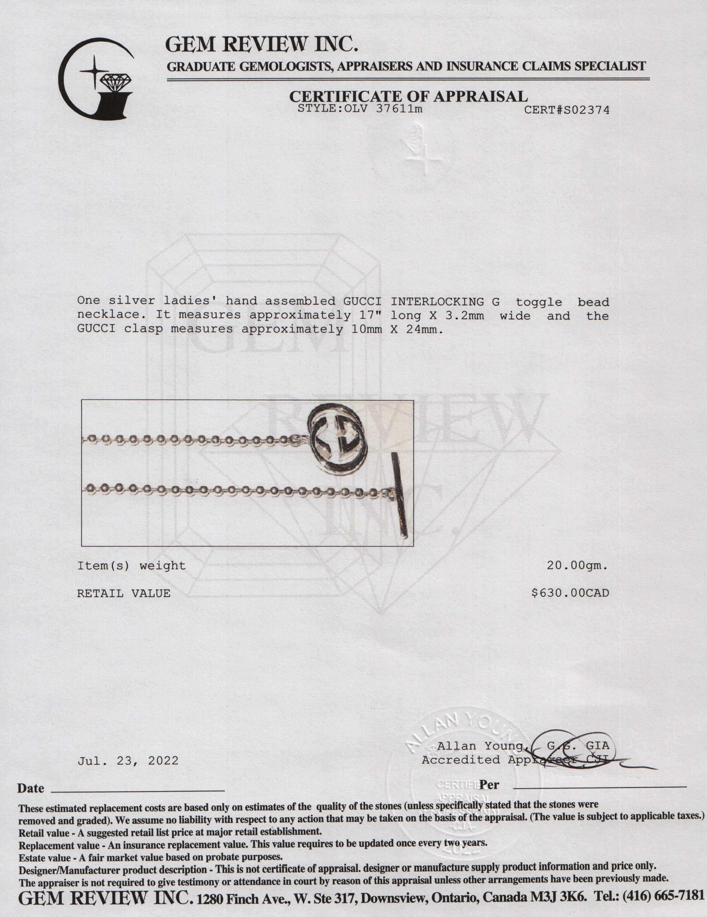 Gucci Interlocking G Toggle Necklace