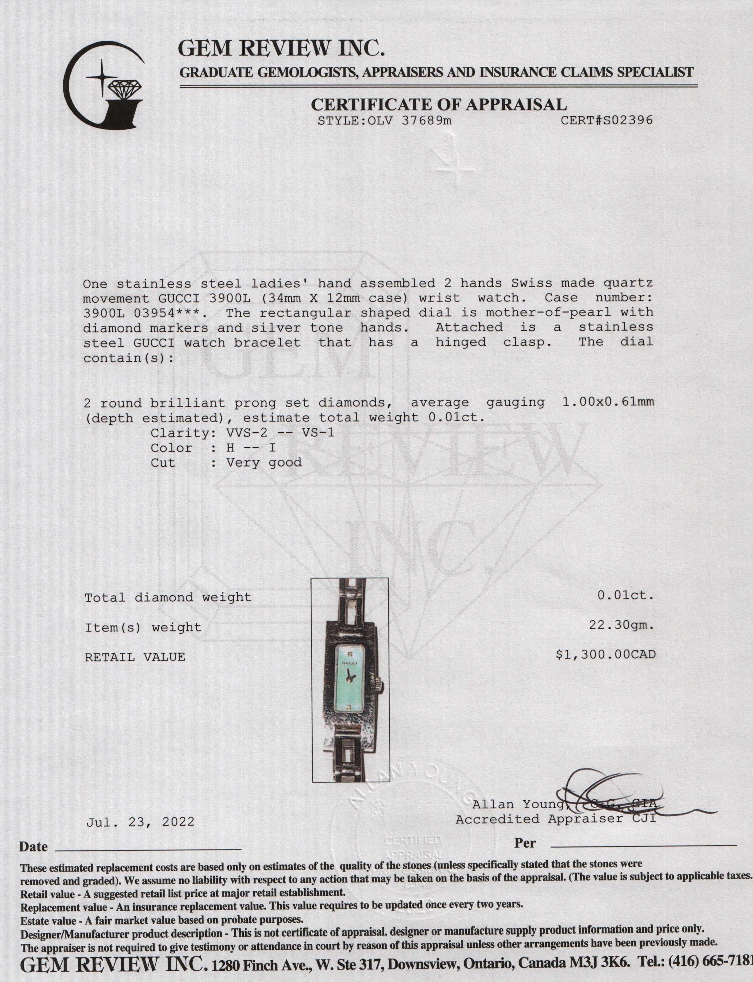 Gucci 3900 Series Watch w/ Box