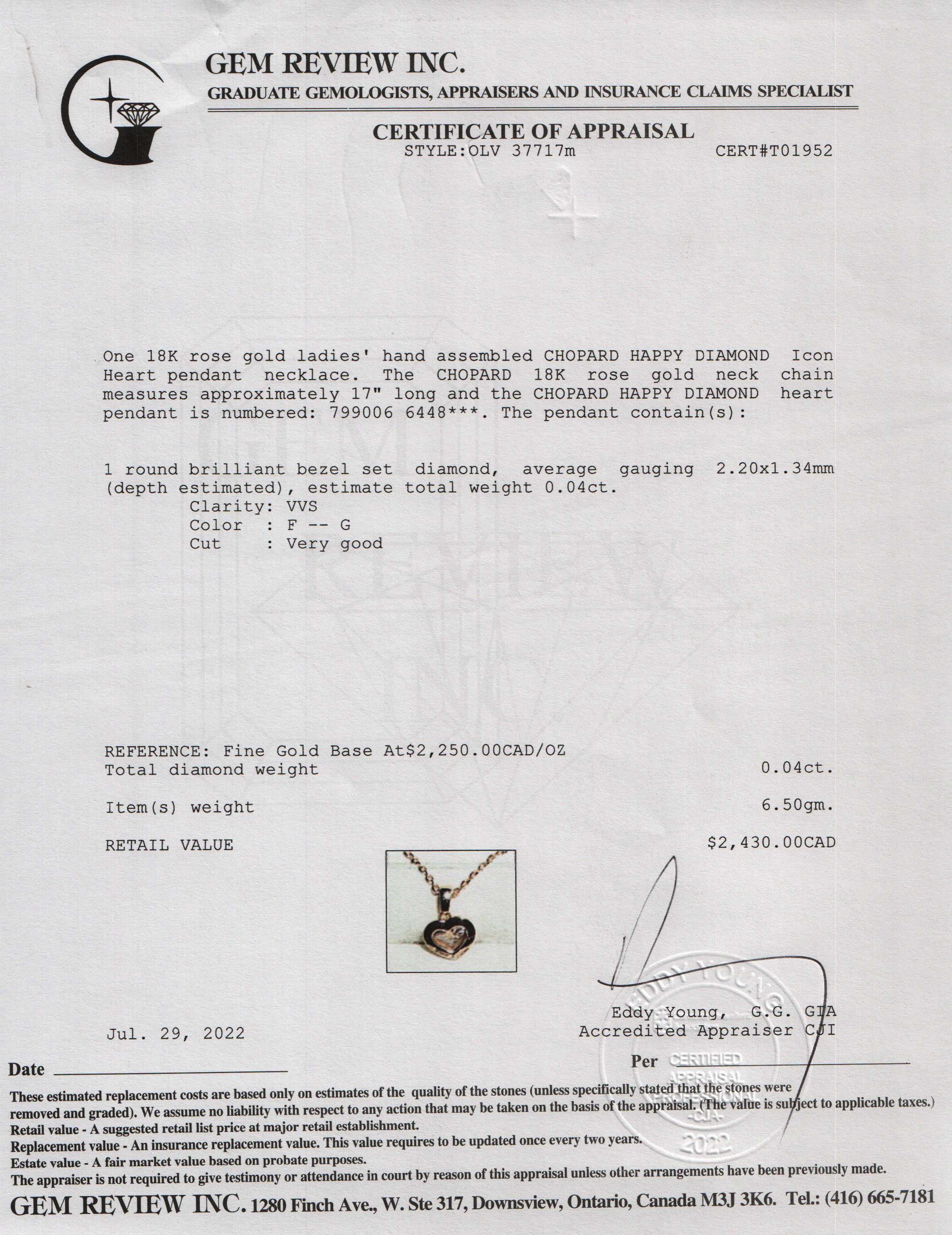 Chopard 18k Rose Gold Happy Diamonds Icons Heart Pendant Necklace