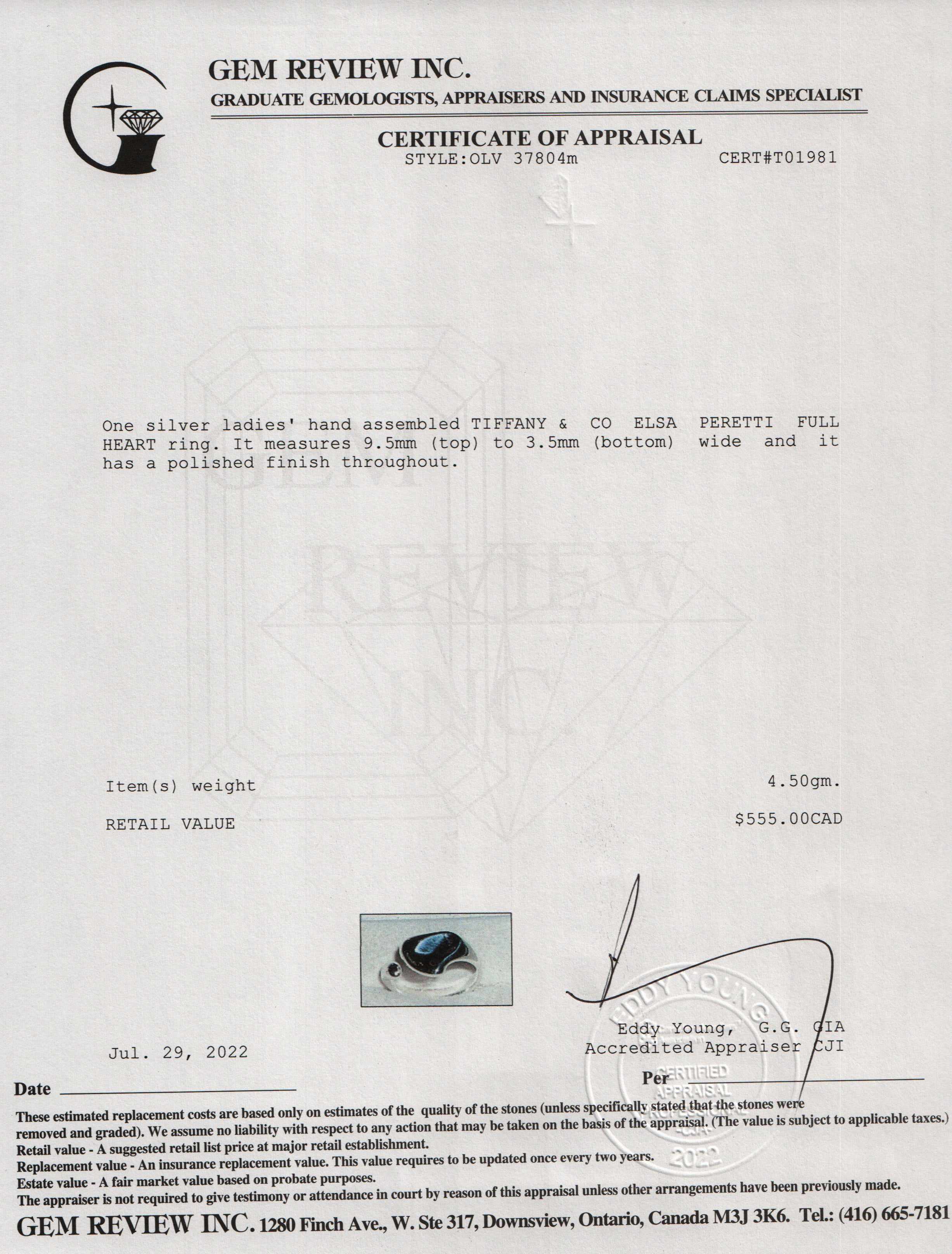 Tiffany & Co. Elsa Peretti Full Heart Ring