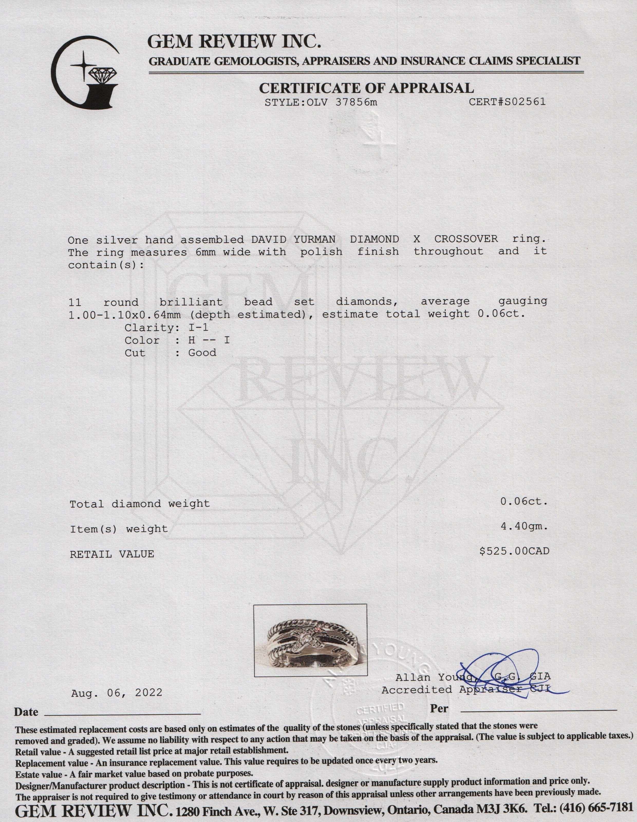 David Yurman Diamond 'X' Crossover Ring