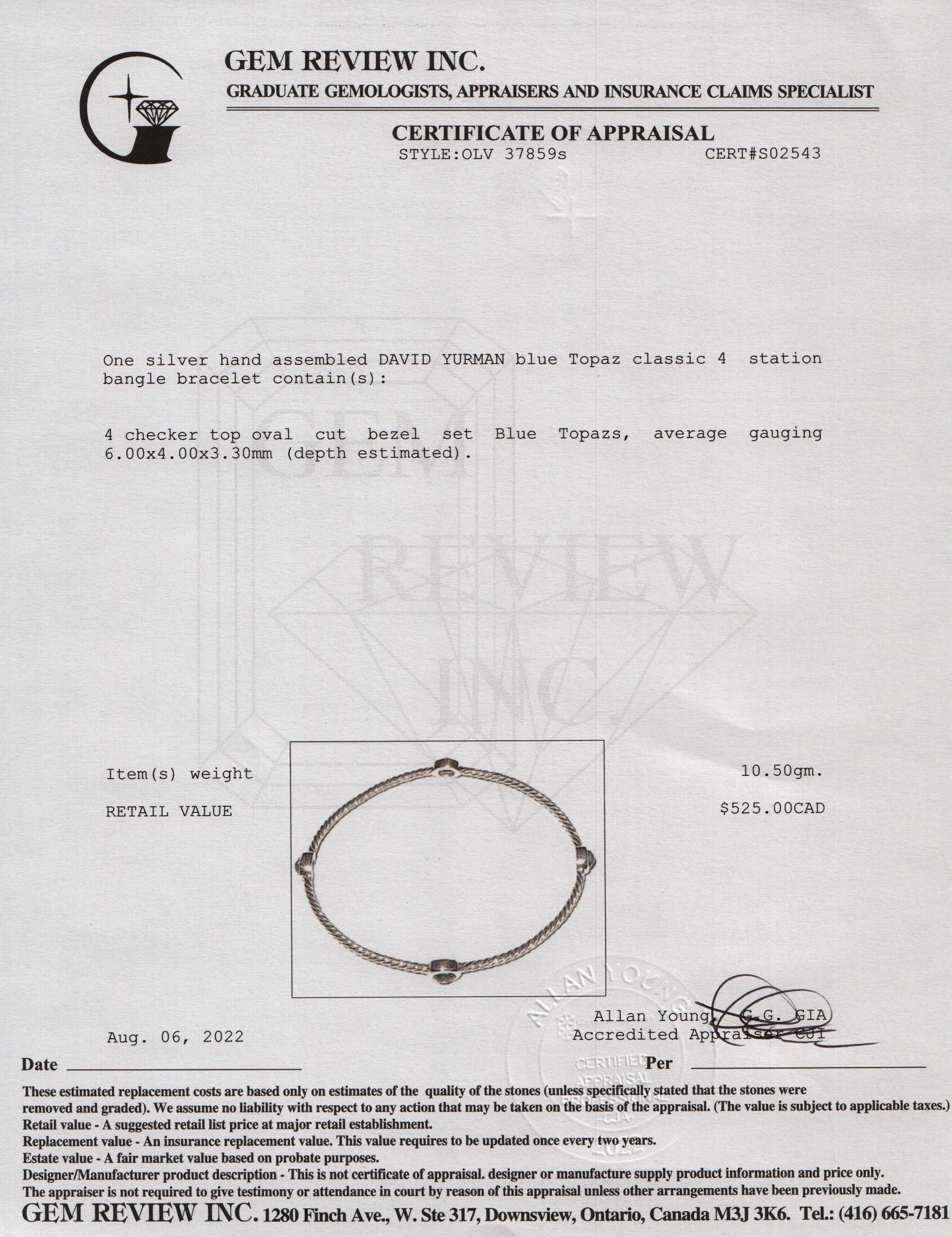 David Yurman Blue Topaz Color Classics Four-Station Bangle