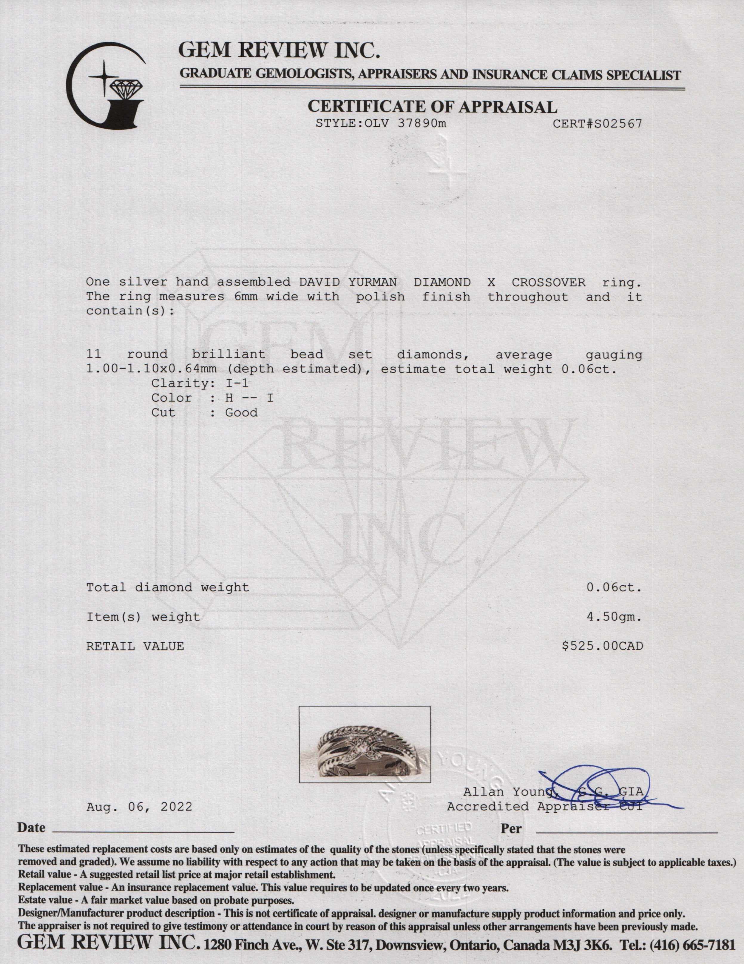 David Yurman Diamond 'X' Crossover Ring