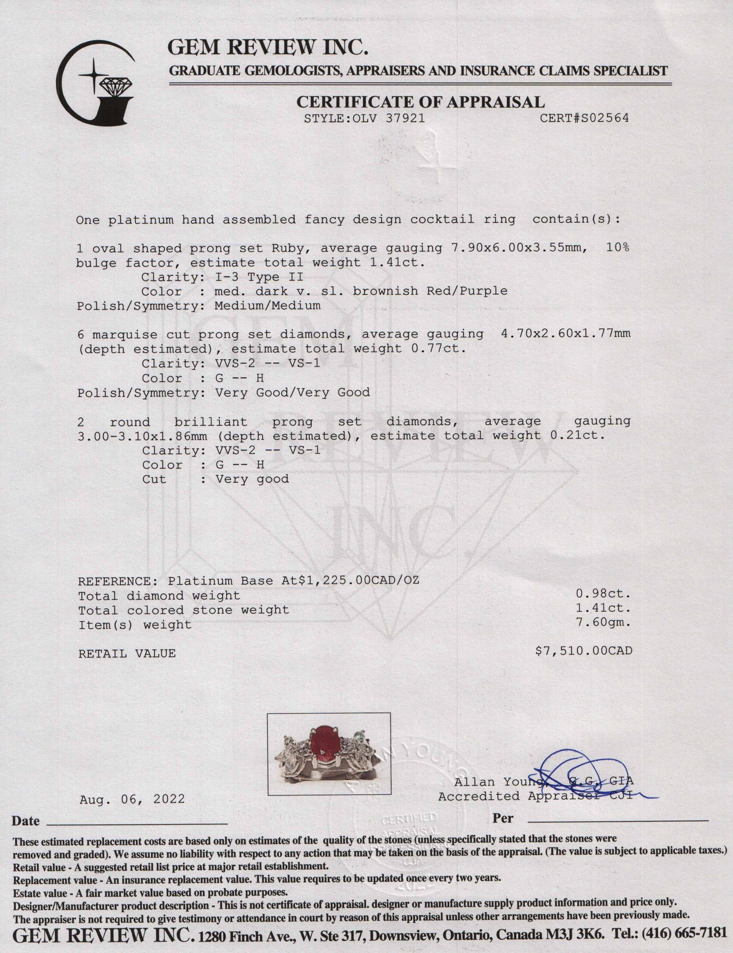 Platinum Ruby and Diamond Cocktail Ring